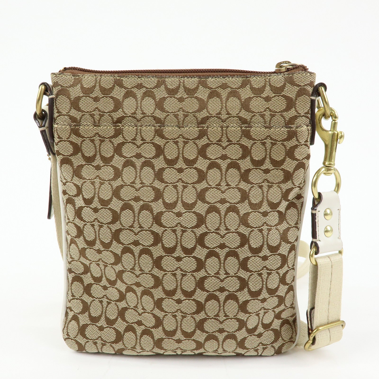 COACH Signature Set of 2 Shoulder Bag Crossbody Bag Brown Ivory