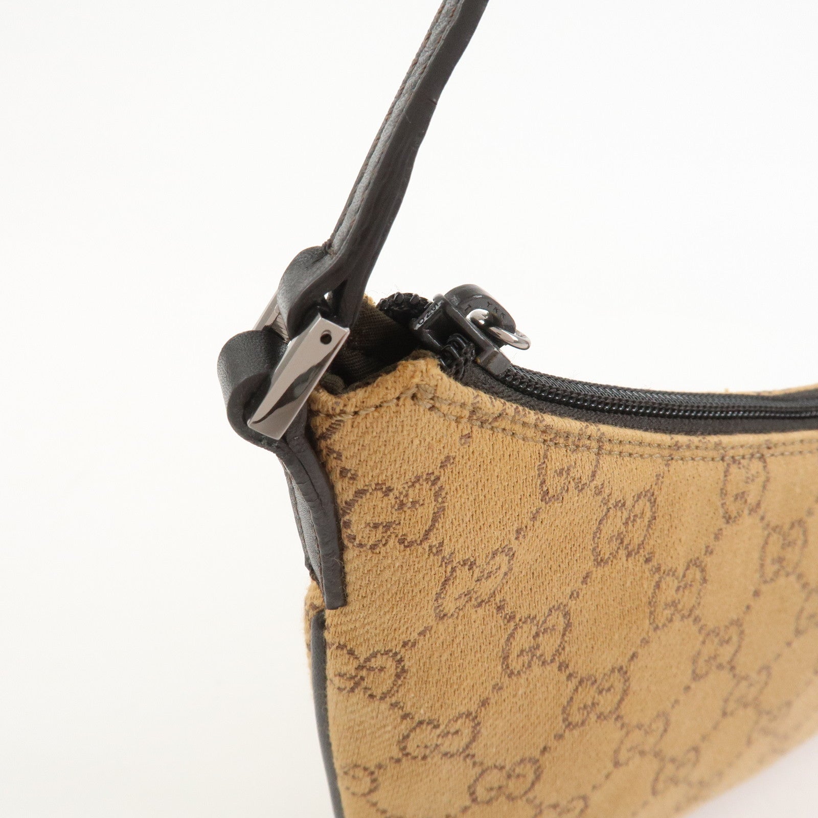 GUCCI GG Canvas Leather Hand Bag Shoulder Bag Brown 32160