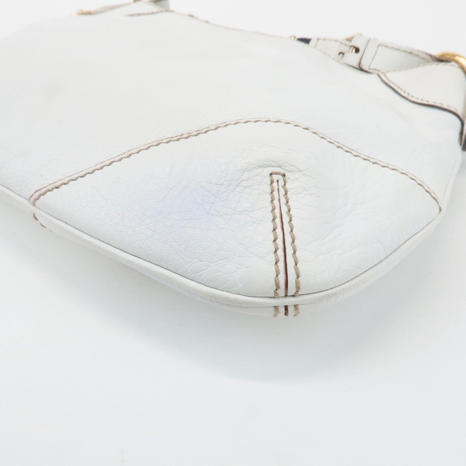 GUCCI Sherry Leather Chain Shoulder Bag Hand Bag White 153011 Used