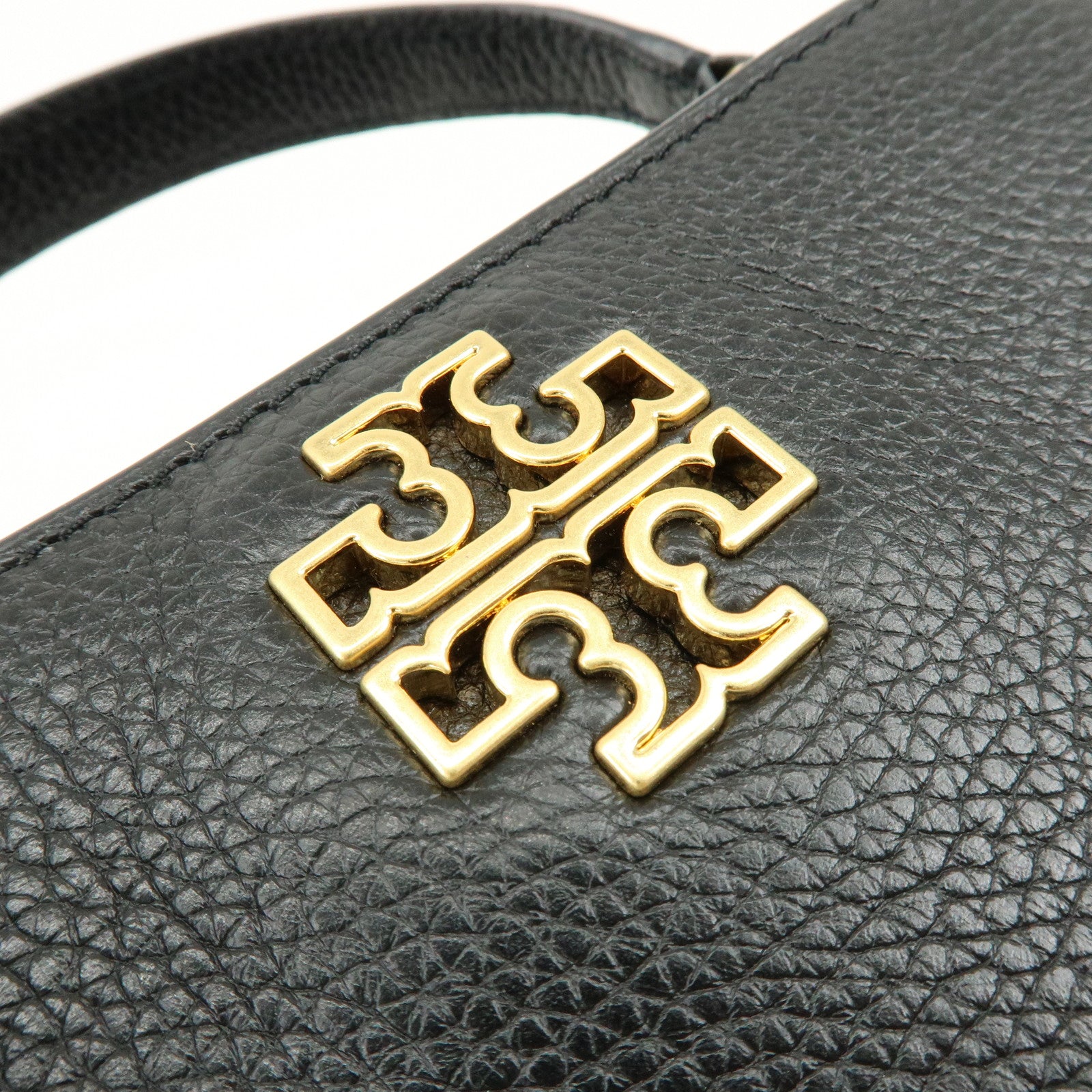 TORY BURCH Britten Micro Satchel Leather 2Way Bag Hand Bag Black