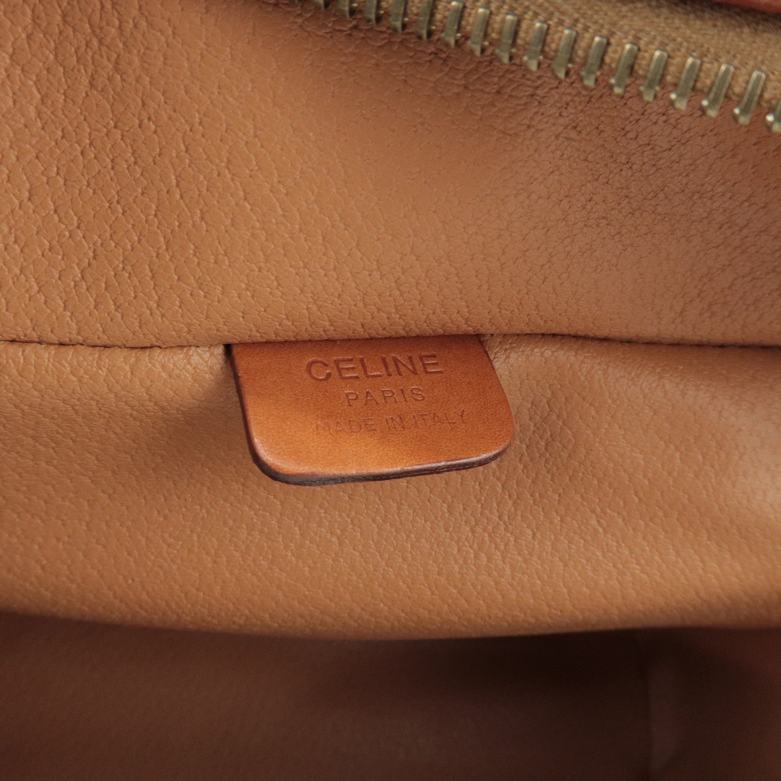 CELINE Macadam PVC Coated Canvas Leather Hand Bag Vanity Bag Brown