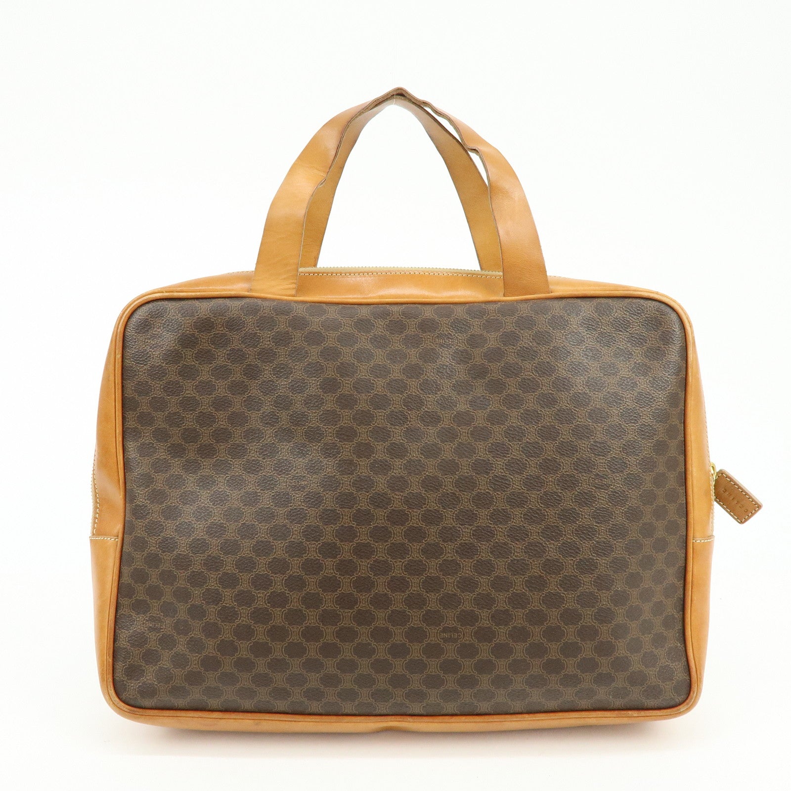 CELINE Macadam PVC Leather Hand Bag Tote Bag Brown