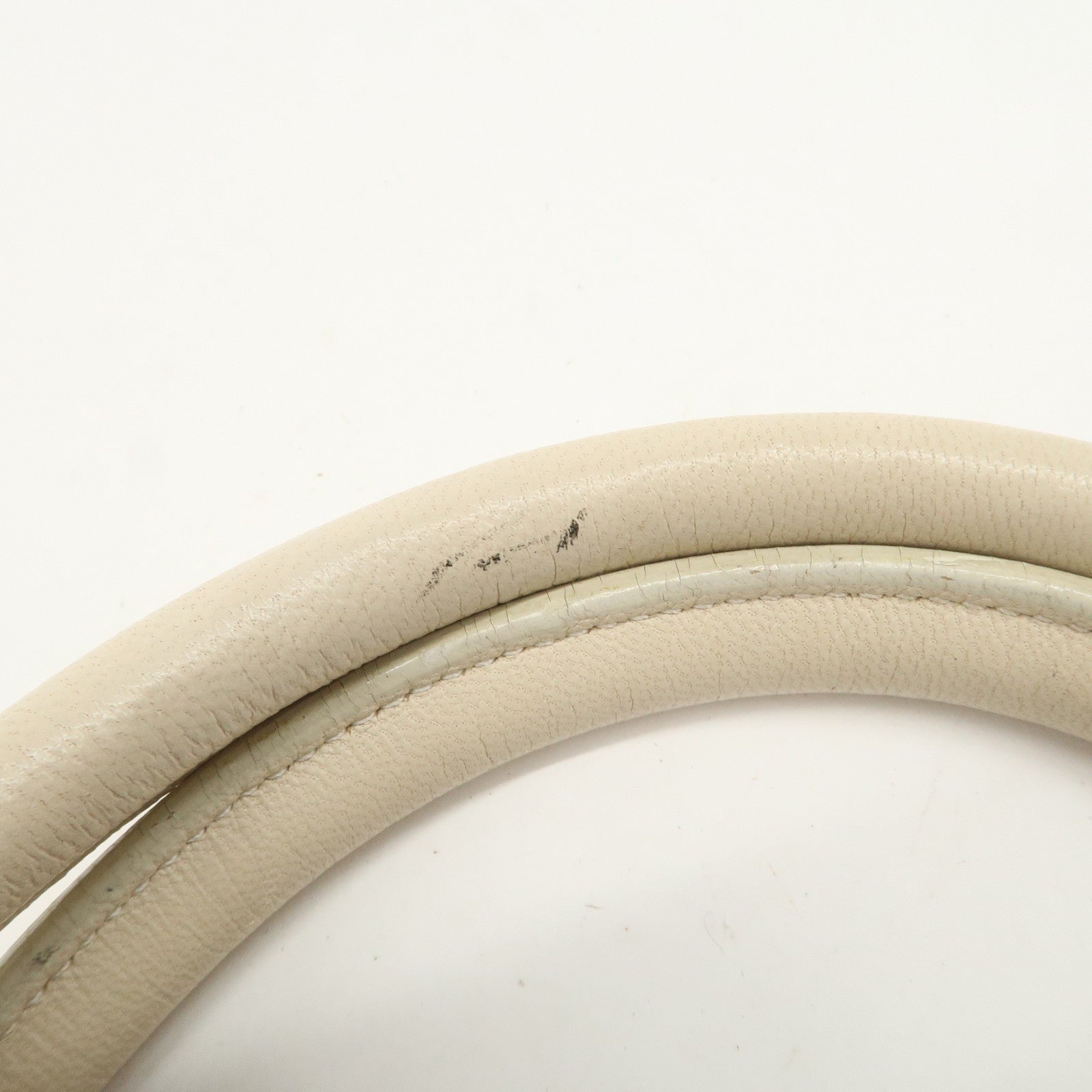 Ferragamo Gancini Leather Shoulder Bag Hand Bag Ivory Silver Hardware Used