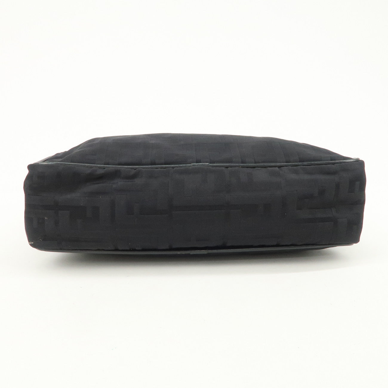 FENDI Zucca Nylon Hand Bag Shoulder Bag Black Gold