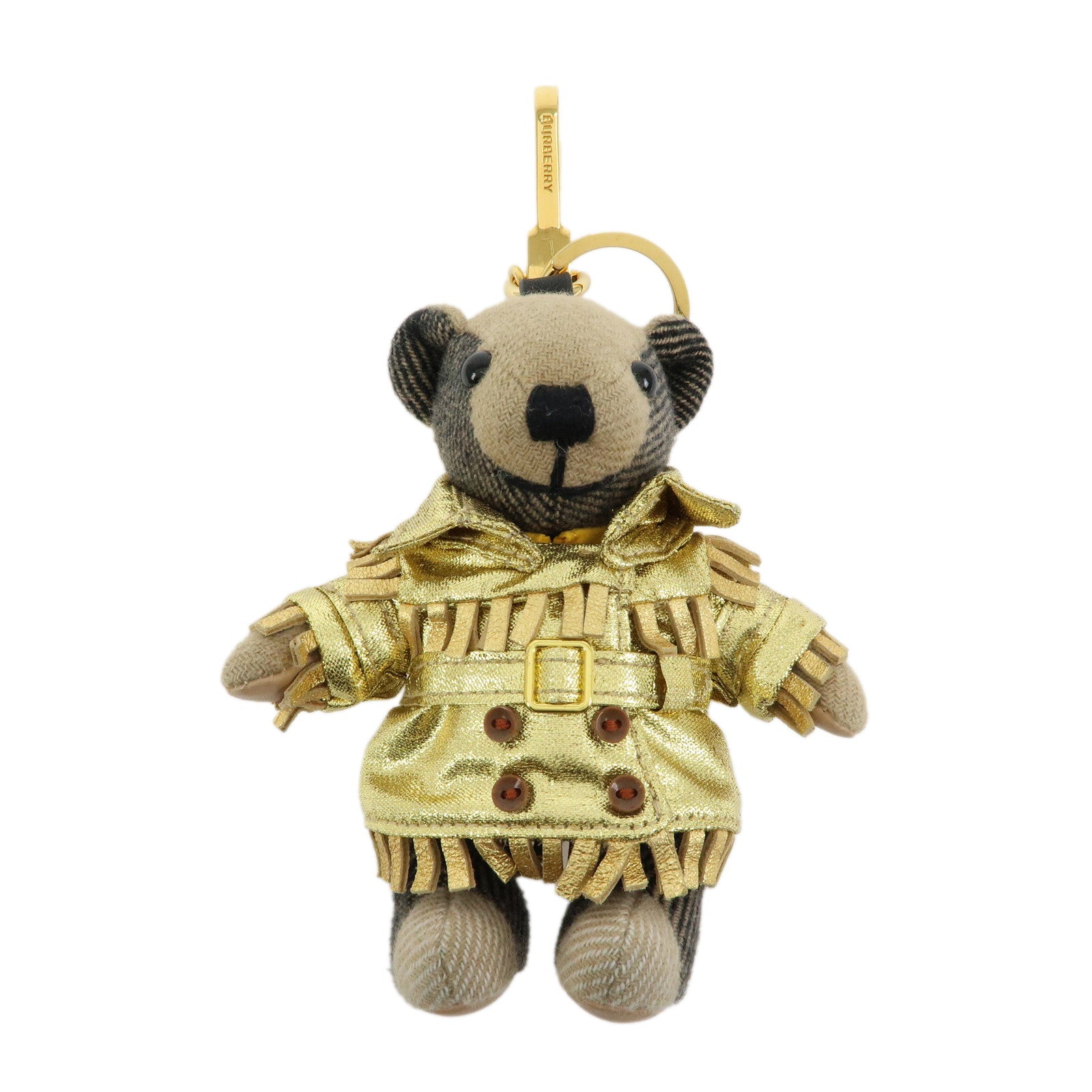 BURBERRY Thomas Bear Nova Plaid Canvas Leather Bag Charm Key Holder