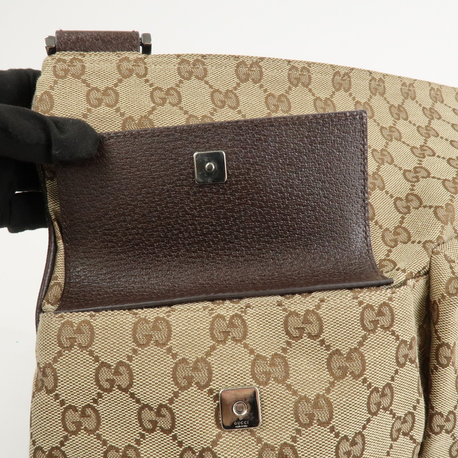 GUCCI Sherry GG Canvas Leather Shoulder Bag Beige Brown 169937