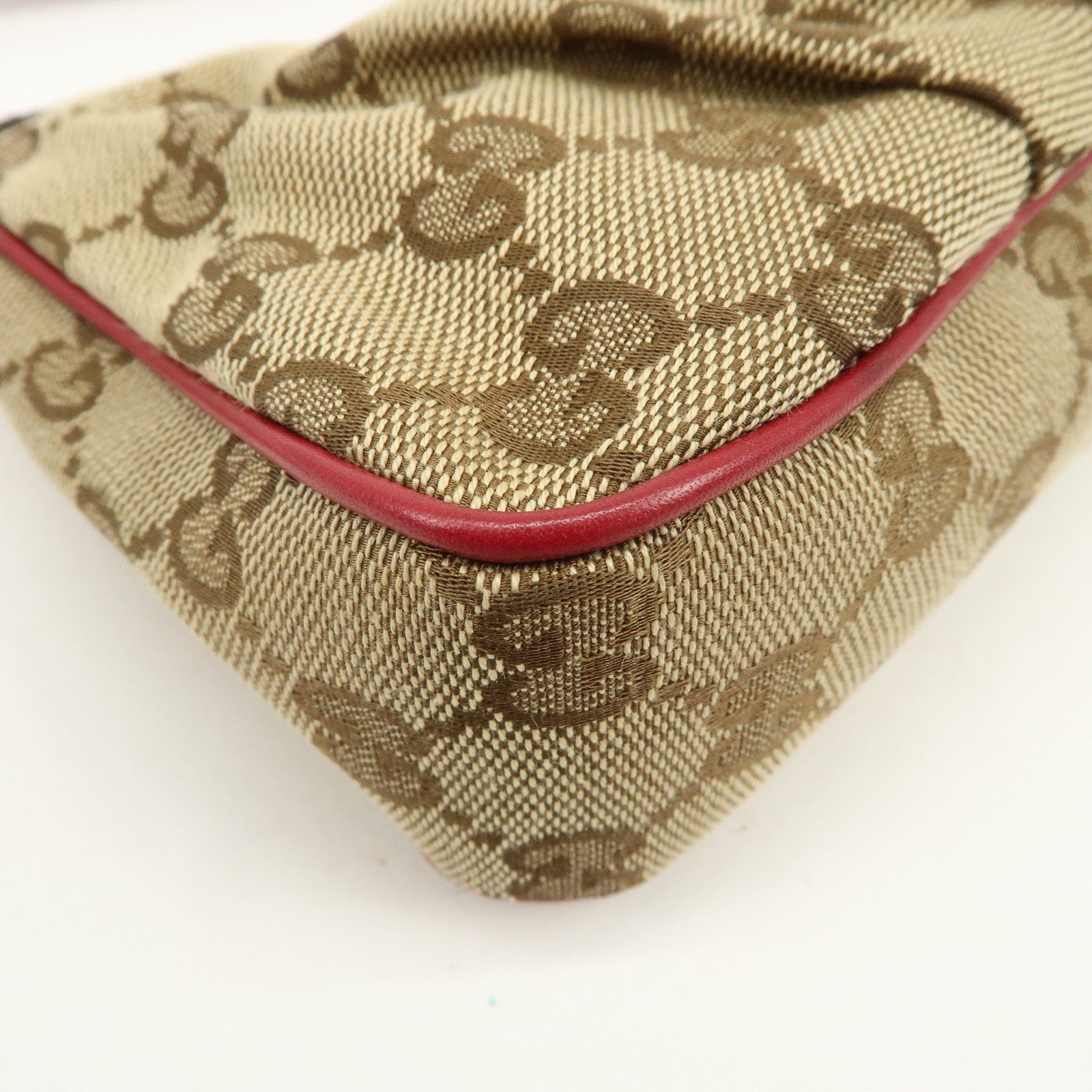 GUCCI Lovely Heart GG Monogram Canvas Leather Hand Bag Brown 245938