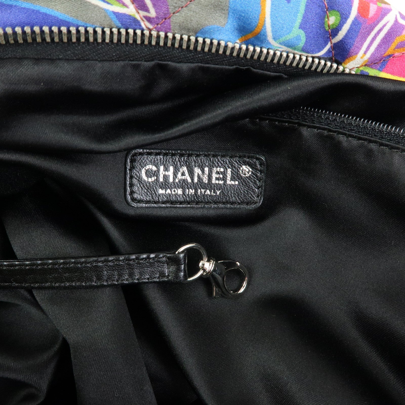 CHANEL Silk Leather Quilting Chain Shoulder Bag Hand Bag Multicolor