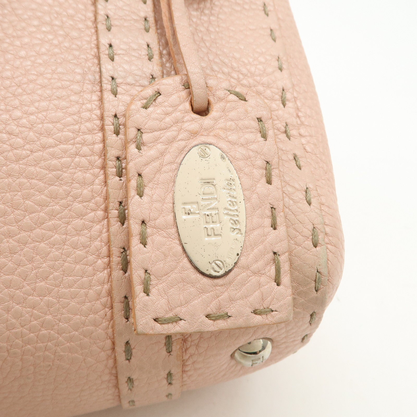 FENDI Selleria Leather Mini Linda Hand Bag Pink Silver HDW 8BR486