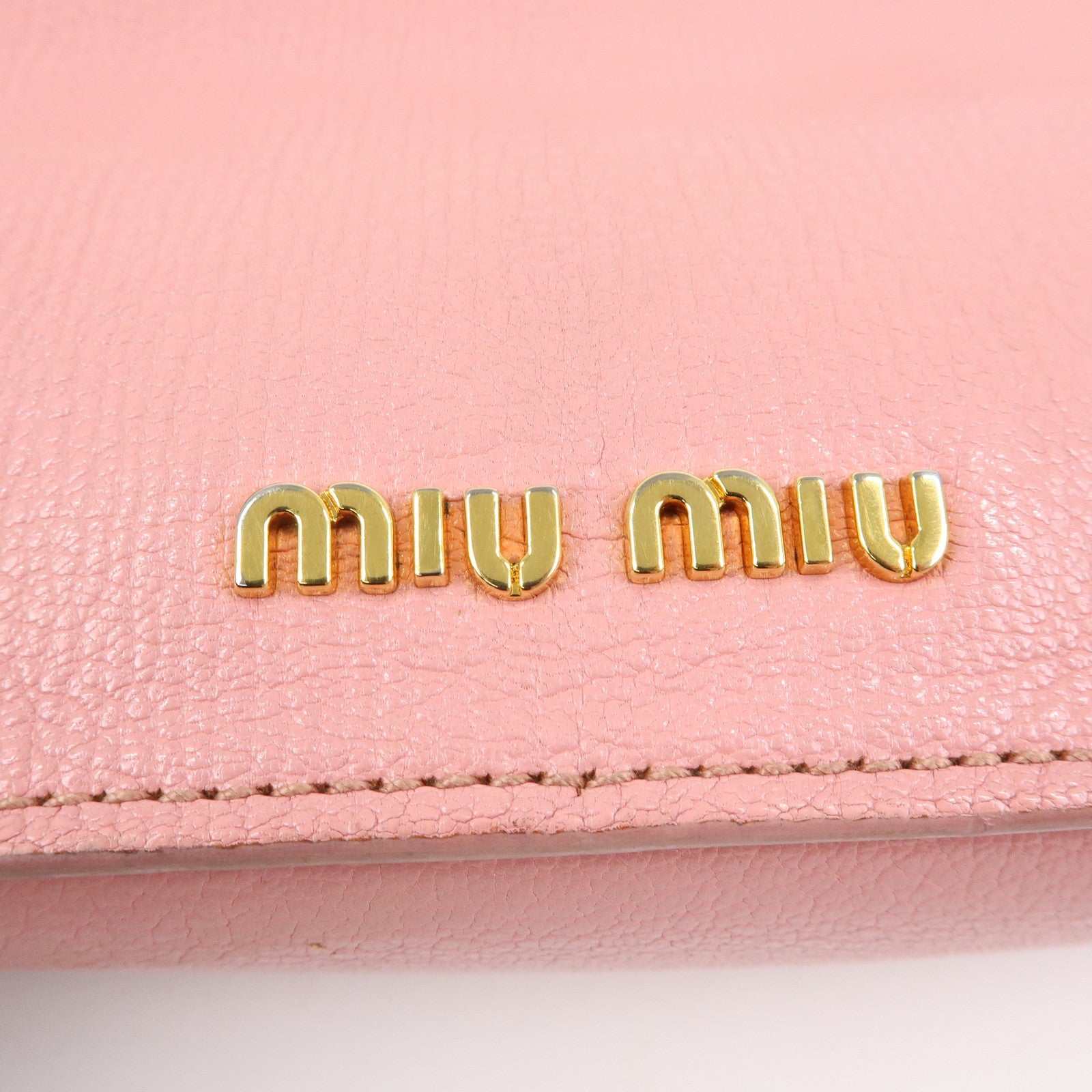 MIU MIU Logo Madras Leather 2Way Hand Shoulder Bag Pink RN0799