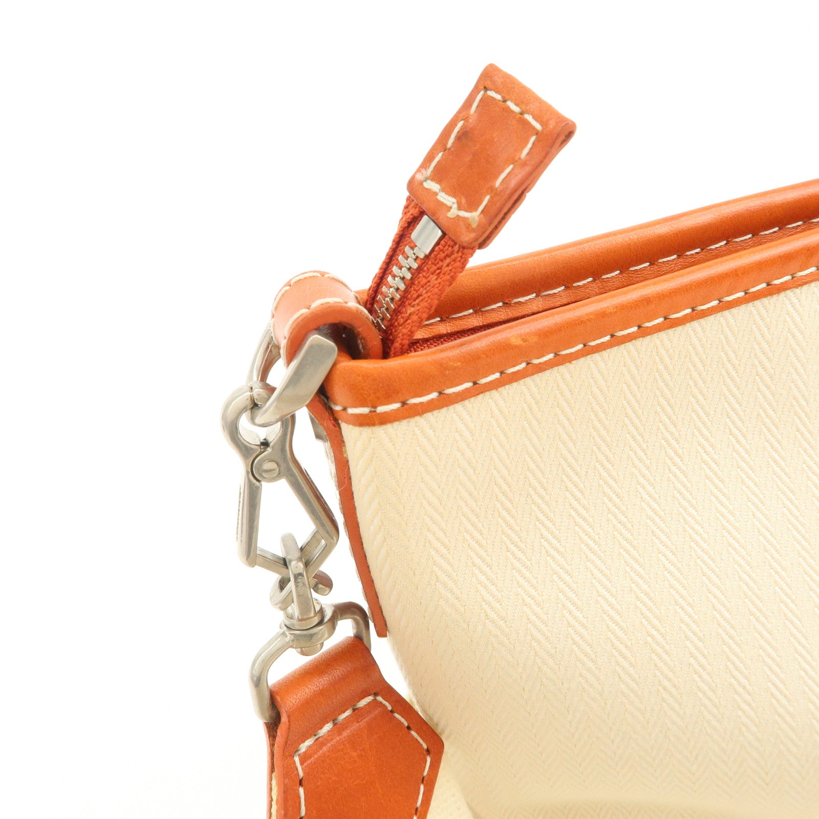 BURBERRY Blue Label  Canvas Leather Shoulder Bag Ivory Brown