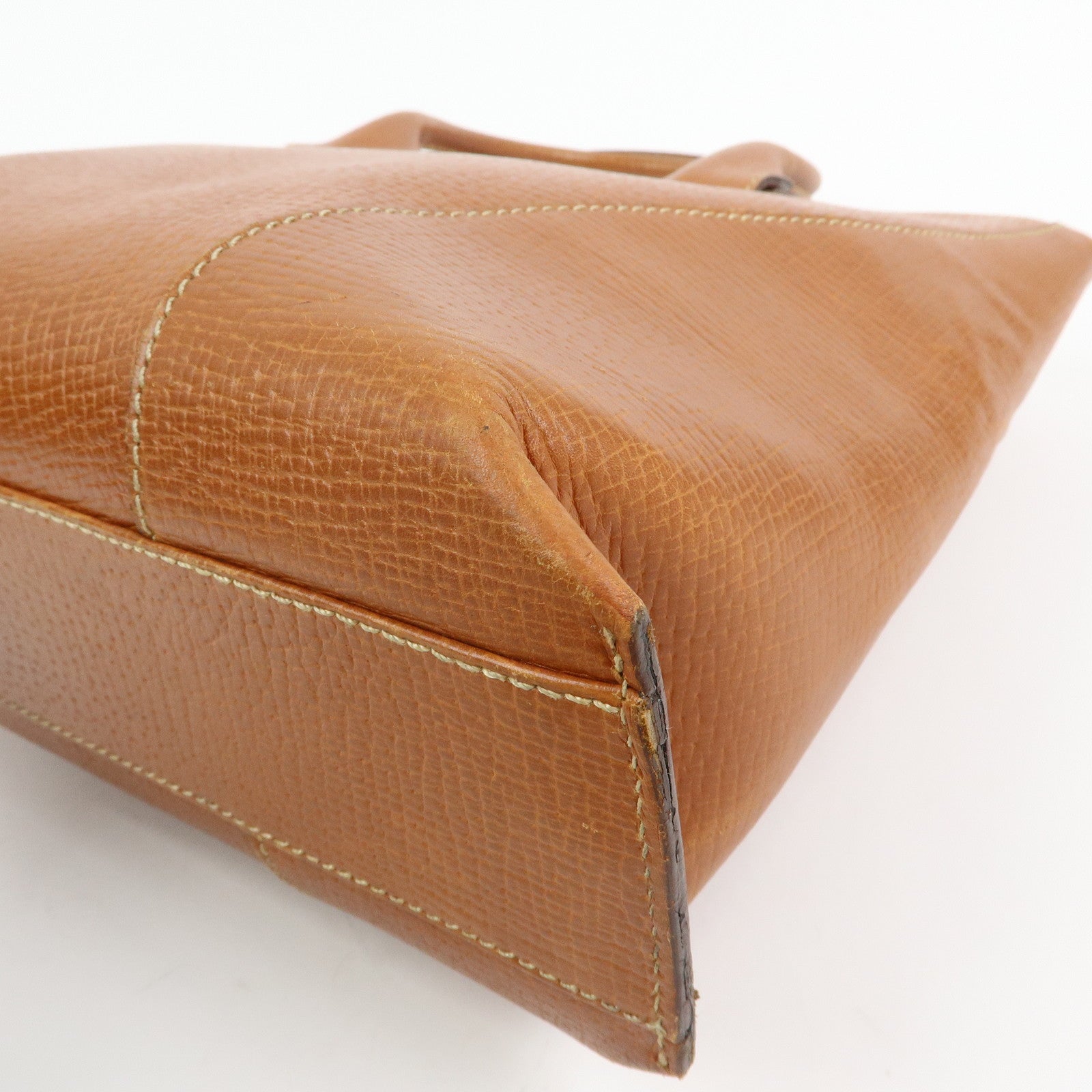 LOEWE Embossed Leather 2Way Bag Hand Bag Shoulder Bag Brown