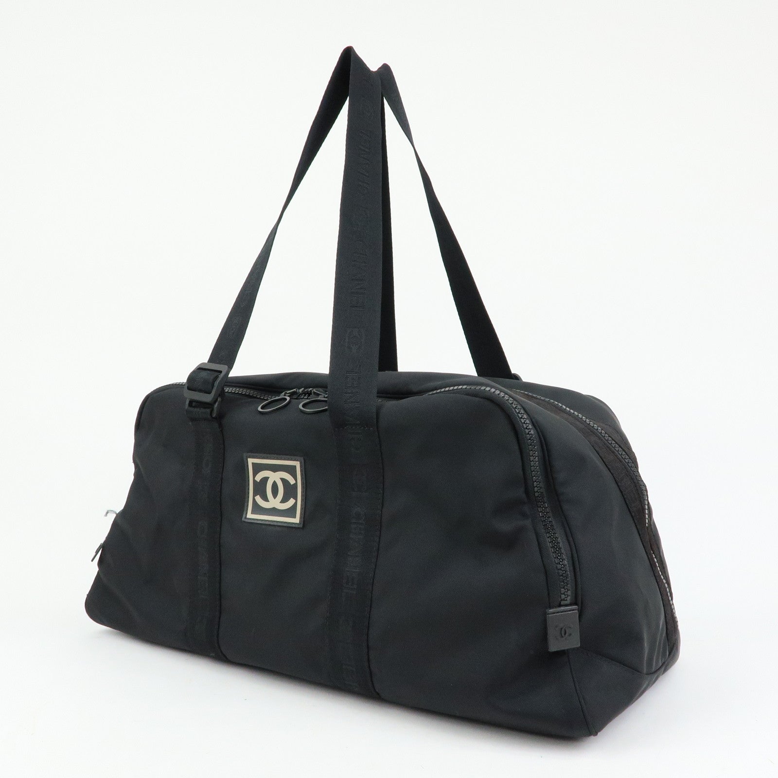 CHANEL COCO Mark Sport Line Nylon Boston Bag Shoulder Bag Black