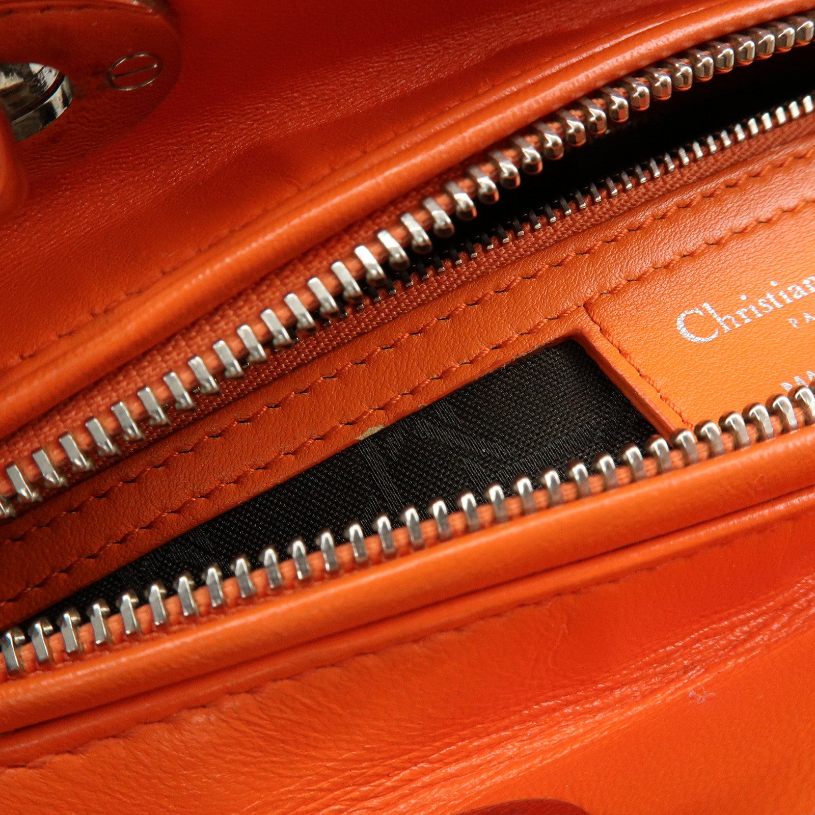 Christian Dior Lady Dior Cannage 2Way Hand Bag Shoulder Bag Orange