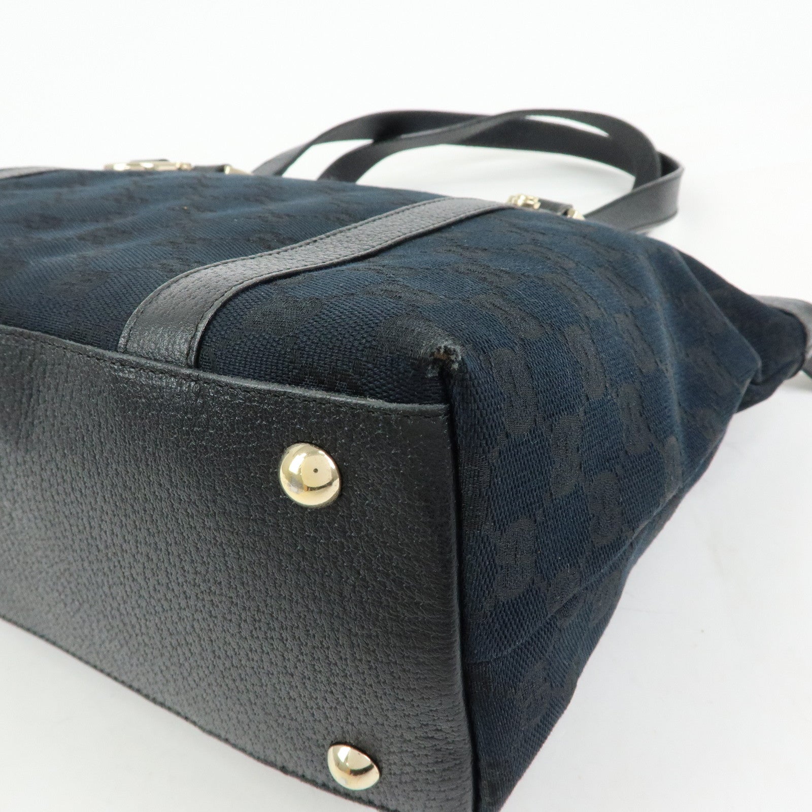 GUCCI Abbey GG Canvas Leather Tote Bag Shoulder Bag Black 141470