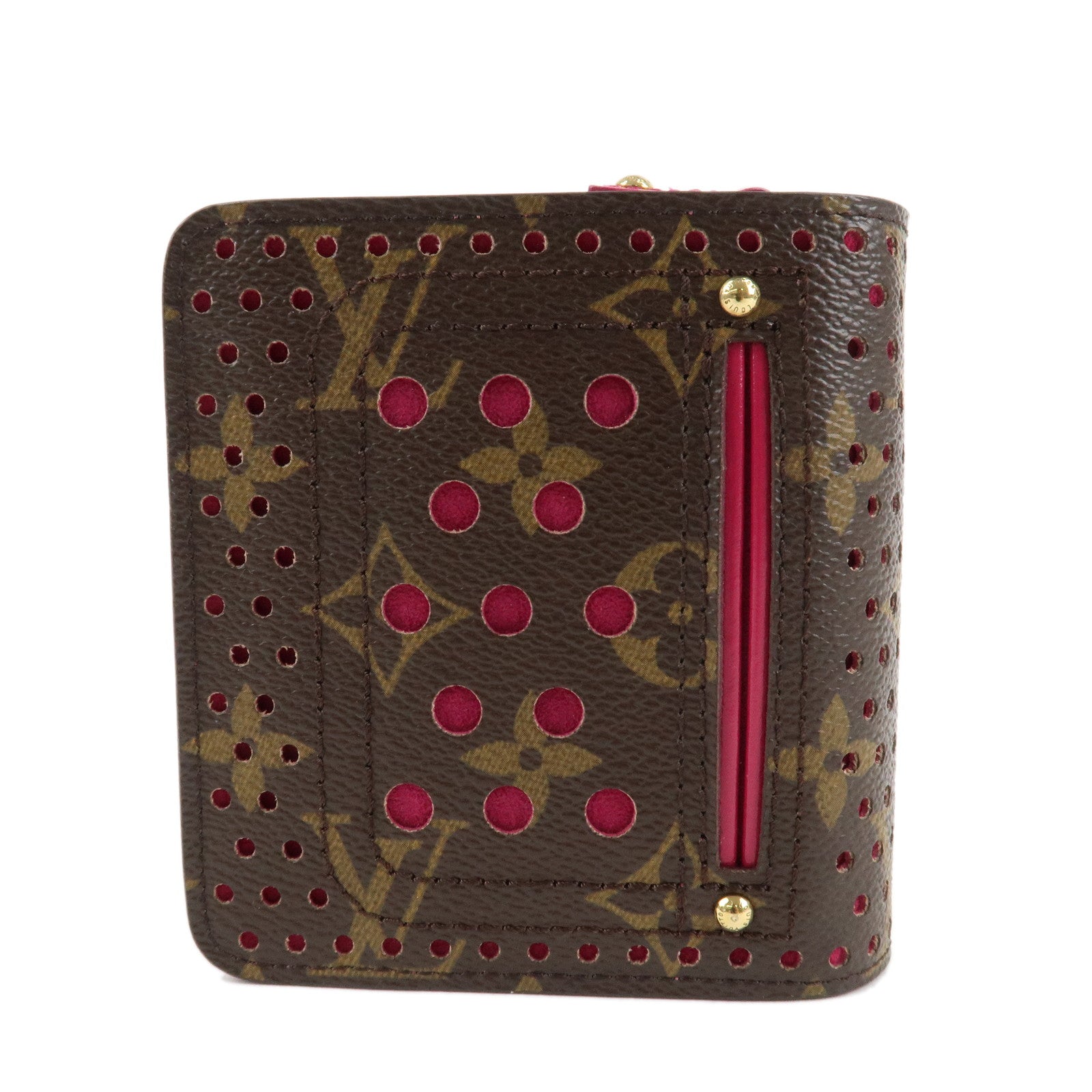 Louis Vuitton Monogram Perfor Compact Zip Bi-fold Wallet Fuchsia M95188 Used
