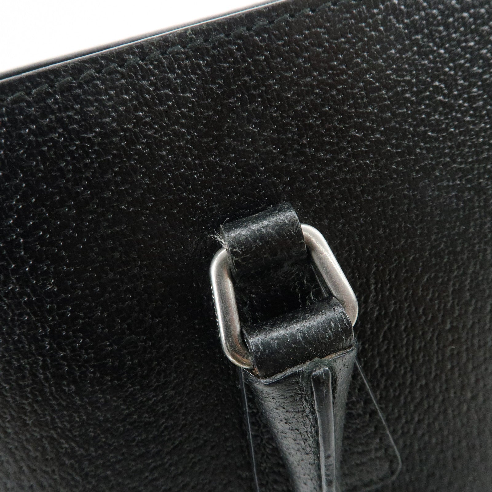 PRADA Triangle Logo Leather Tote Bag Shoulder Bag Black BR0394