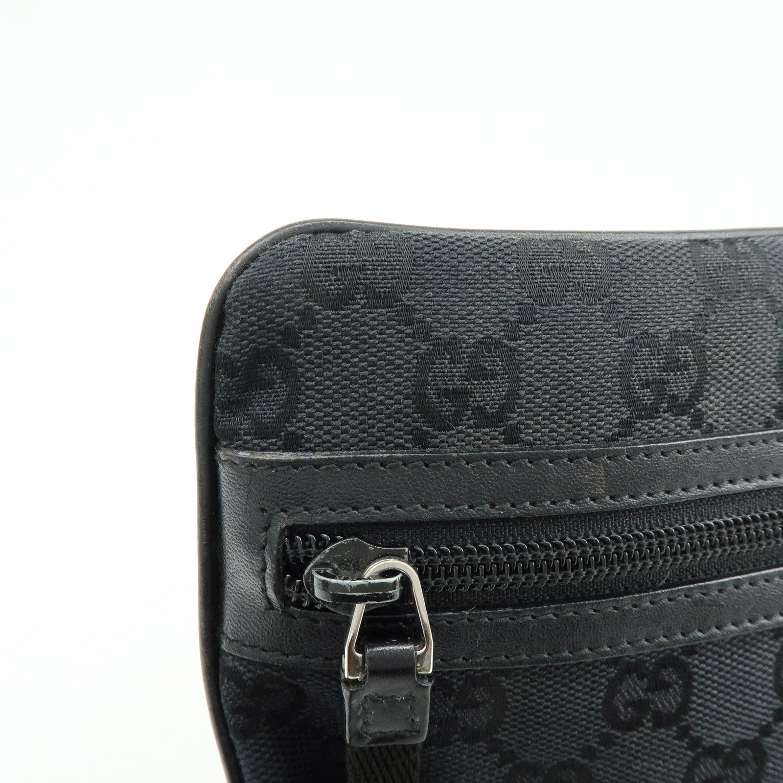 GUCCI GG Canvas Leather Shoulder Bag Crossbody Bag Black 90476