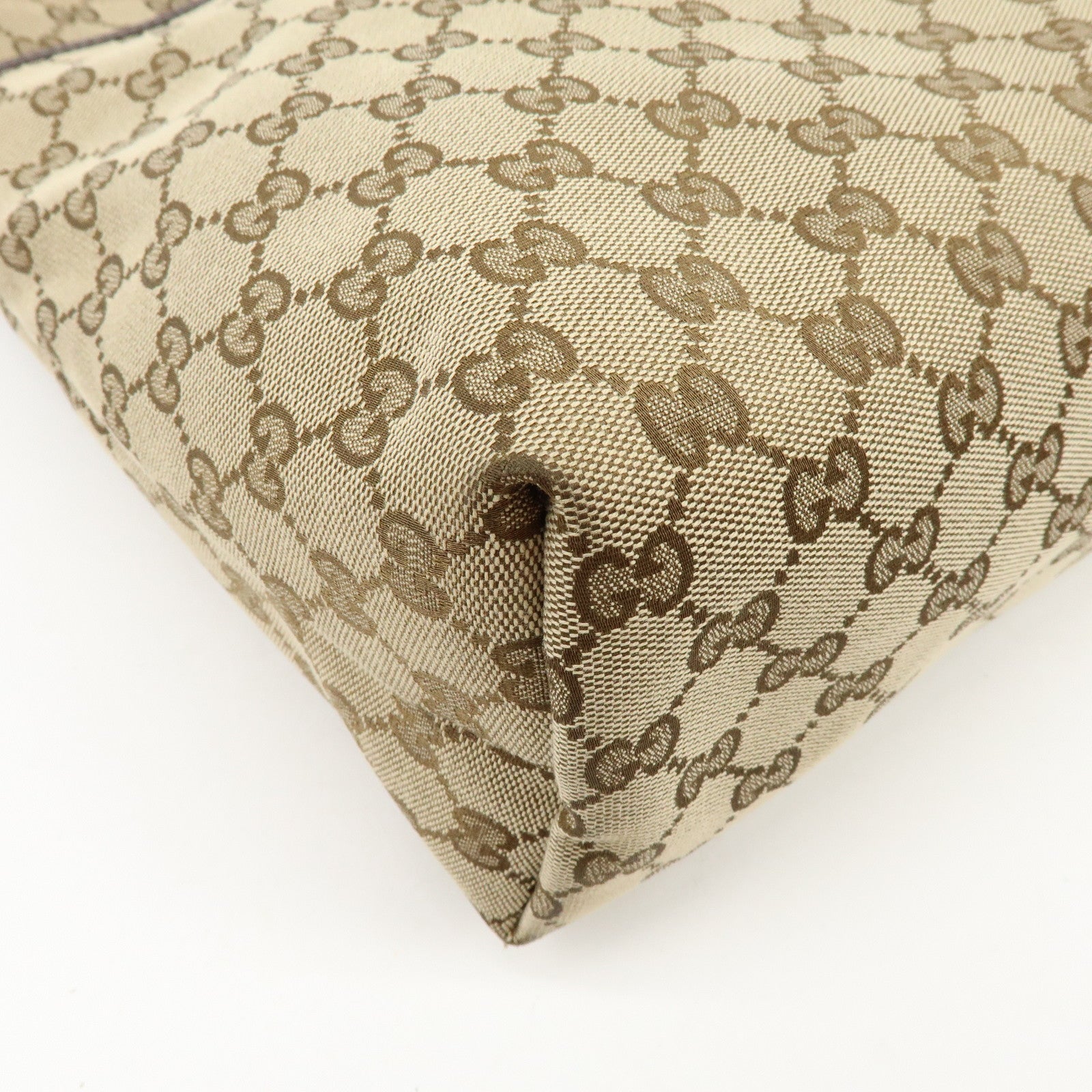 GUCCI Sherry GG Canvas Leather Shoulder Bag Beige Brown 189751