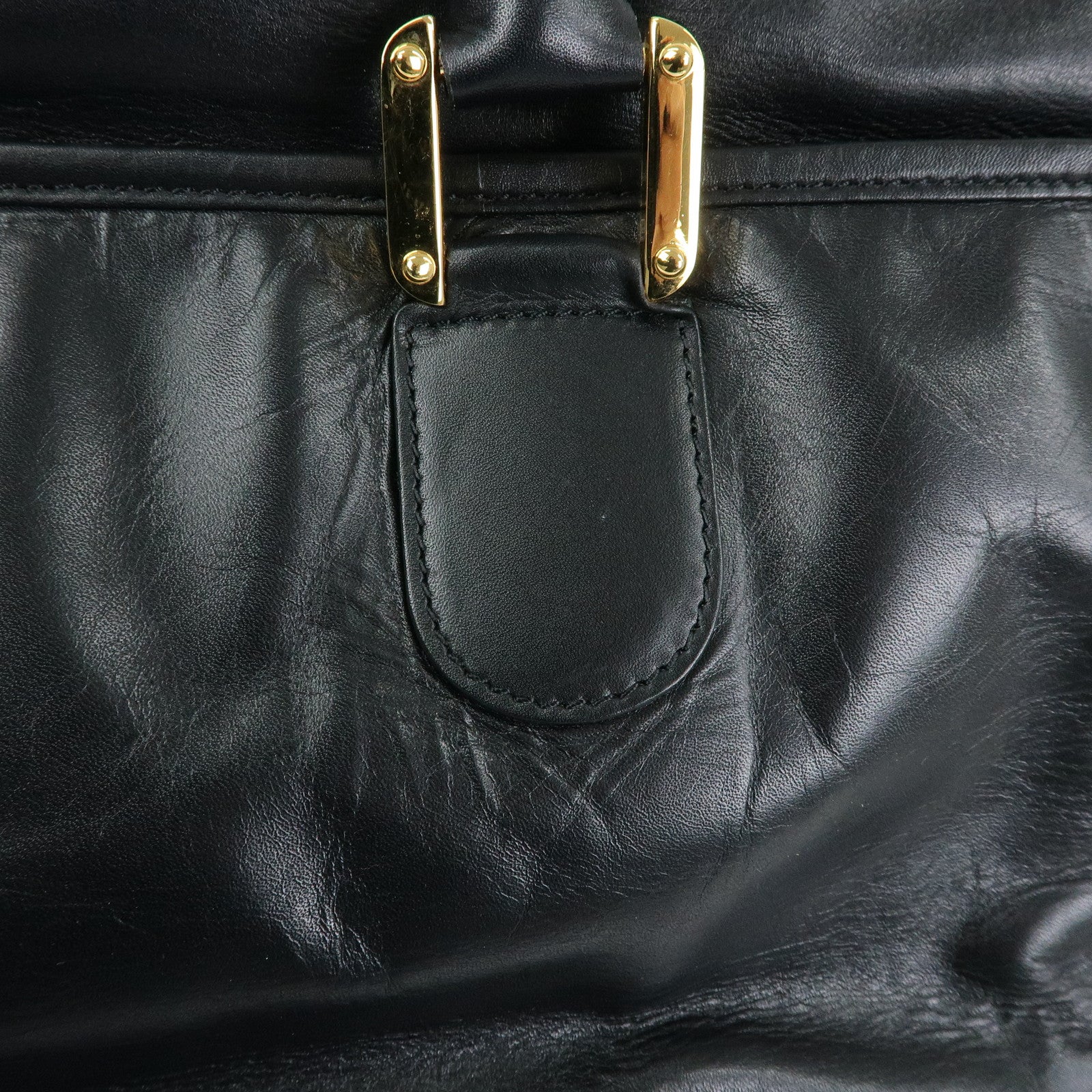 LOEWE Anagram Amazona 50 Leather Hand Bag Boston Bag Black