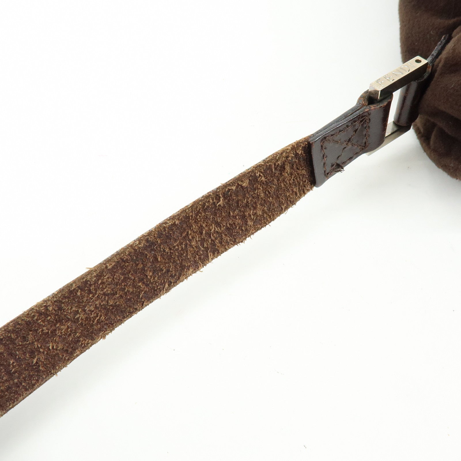 FENDI Wool Leather Shoulder Bag Crossbody Bag Brown 16071