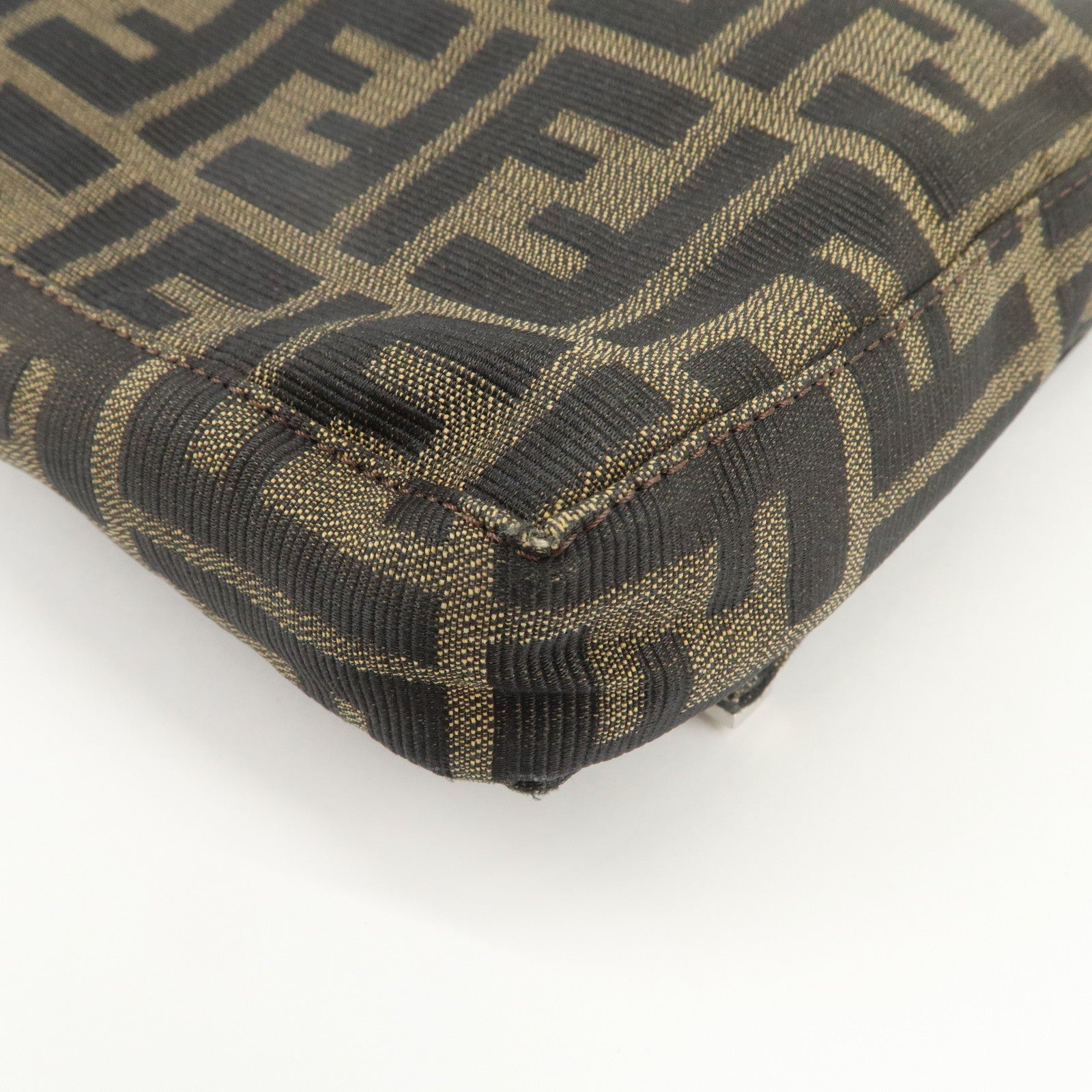 FENDI Zucca Canvas Leather Shoulder Bag Hand Bag Brown 26640