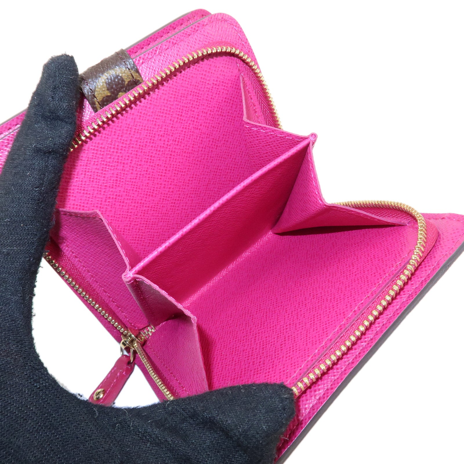 Louis Vuitton Monogram Perfor Compact Zip Bi-fold Wallet Fuchsia M95188 Used