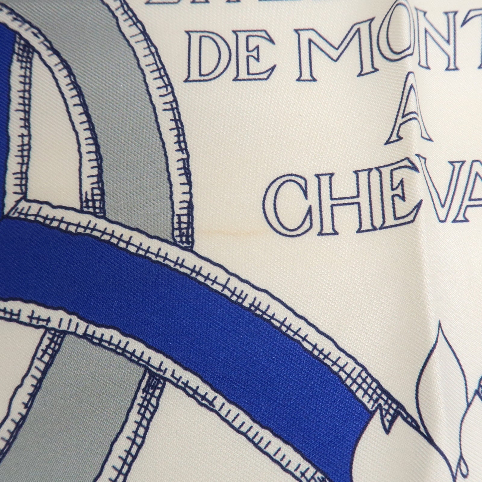 HERMES Maxi Twilly Silk 100% Scarf L'INSTRVCTION DV ROY Blue White