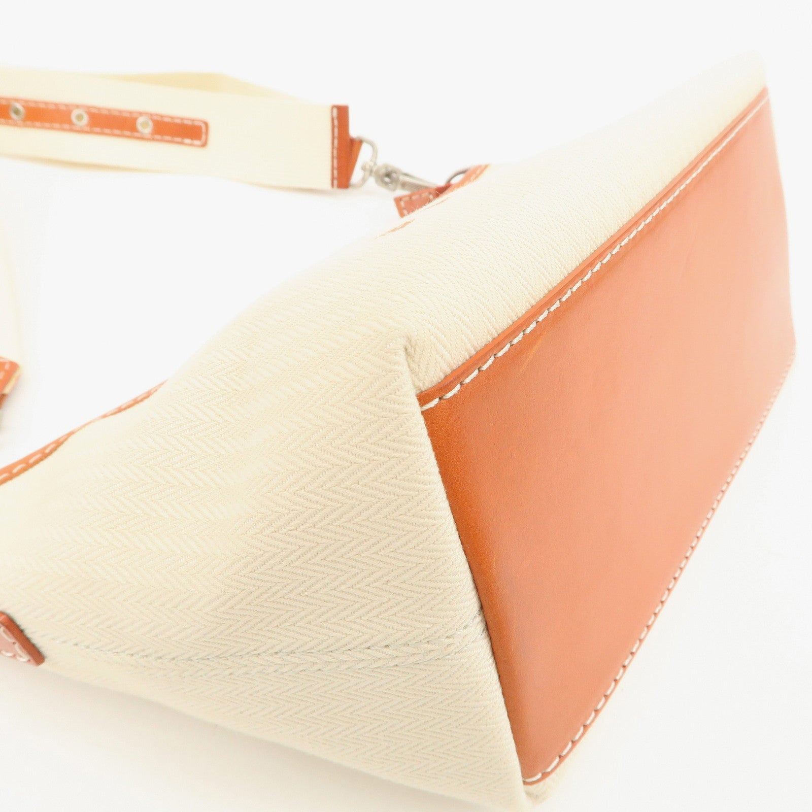 BURBERRY Blue Label  Canvas Leather Shoulder Bag Ivory Brown