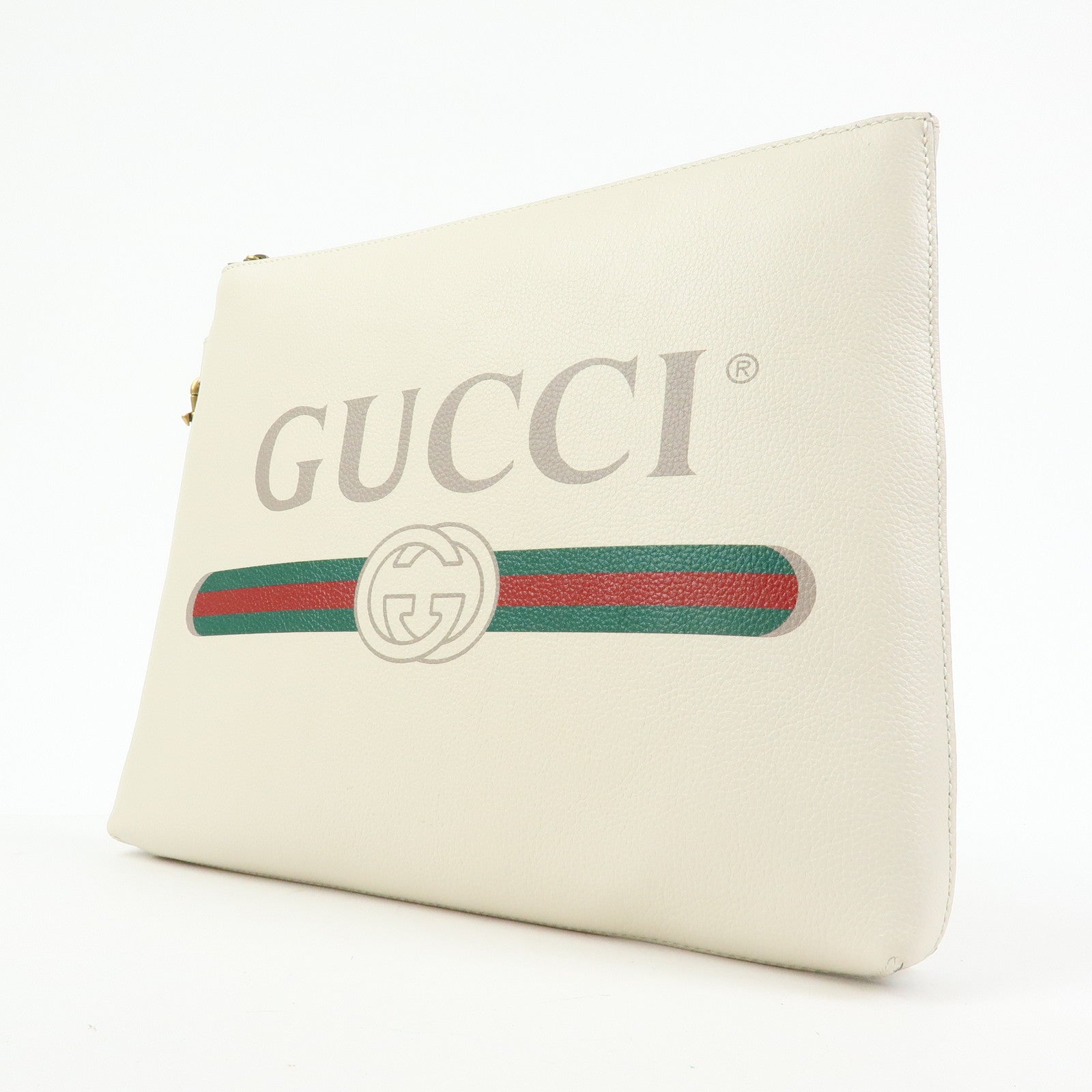 GUCCI Sherry Vintage Logo Medium Portfolio Clutch Bag Ivory 572770