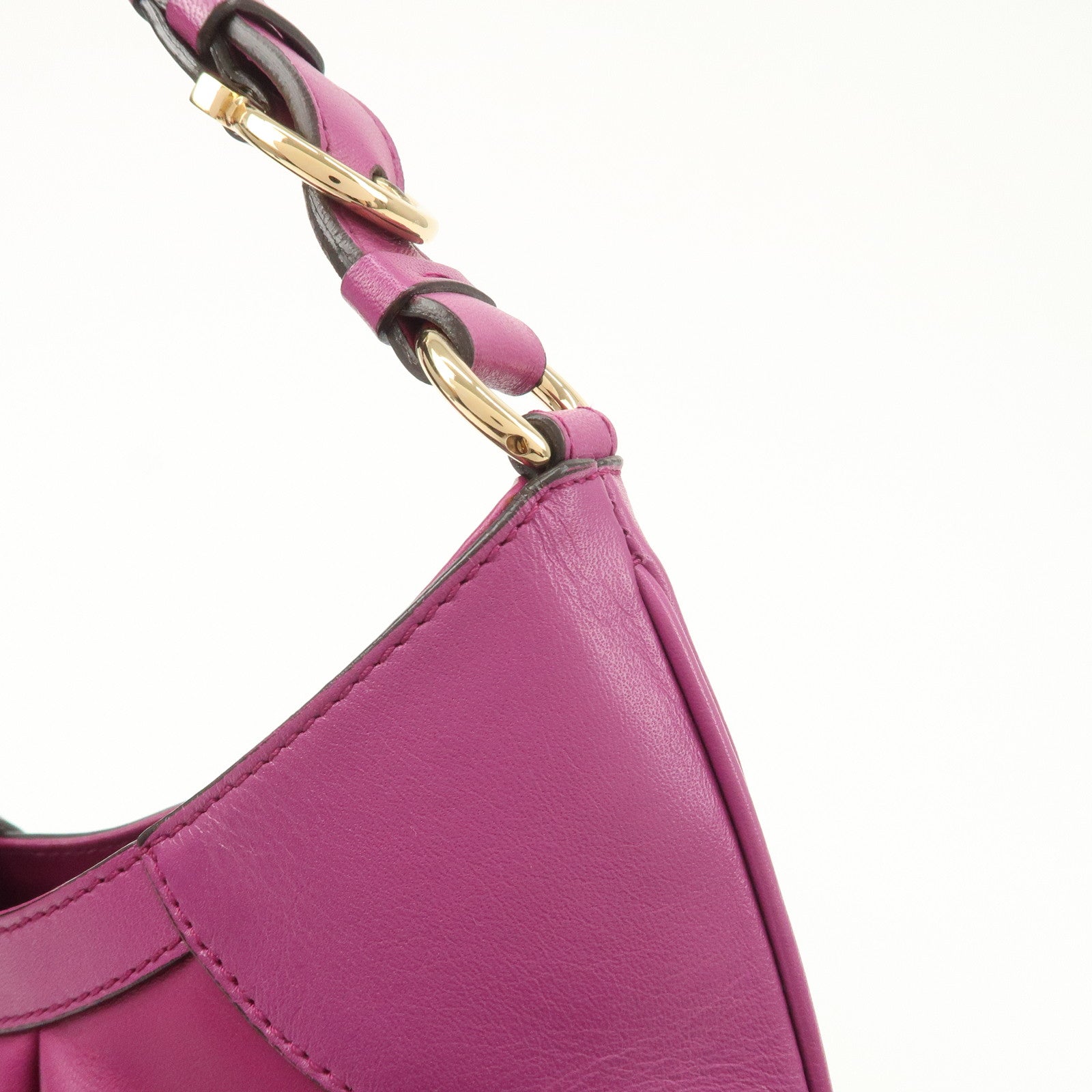 Ferragamo Gancini Leather Shoulder Bag Hand Bag Purple