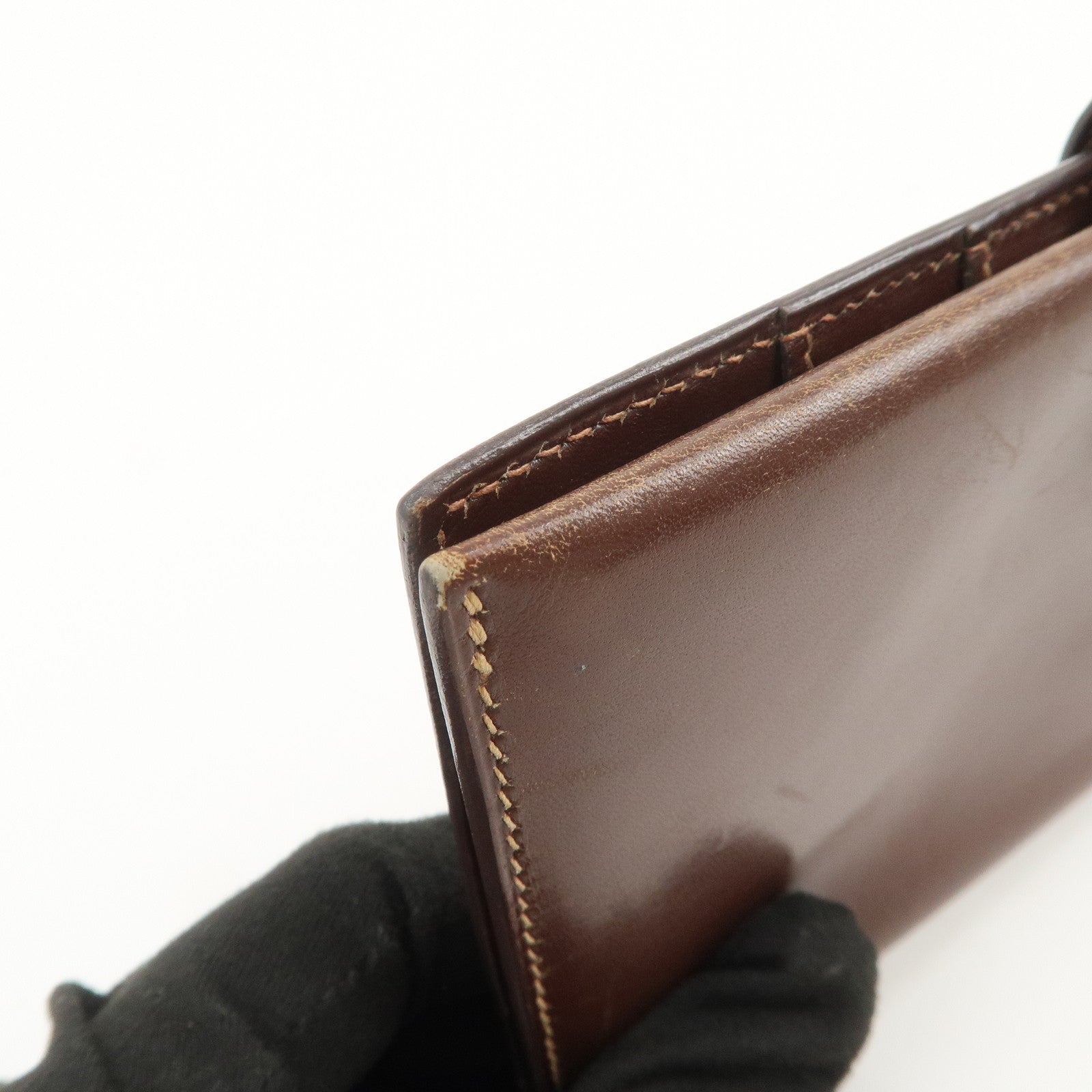 HERMES Béarn Classic Leather Long Wallet F Stamped Brown