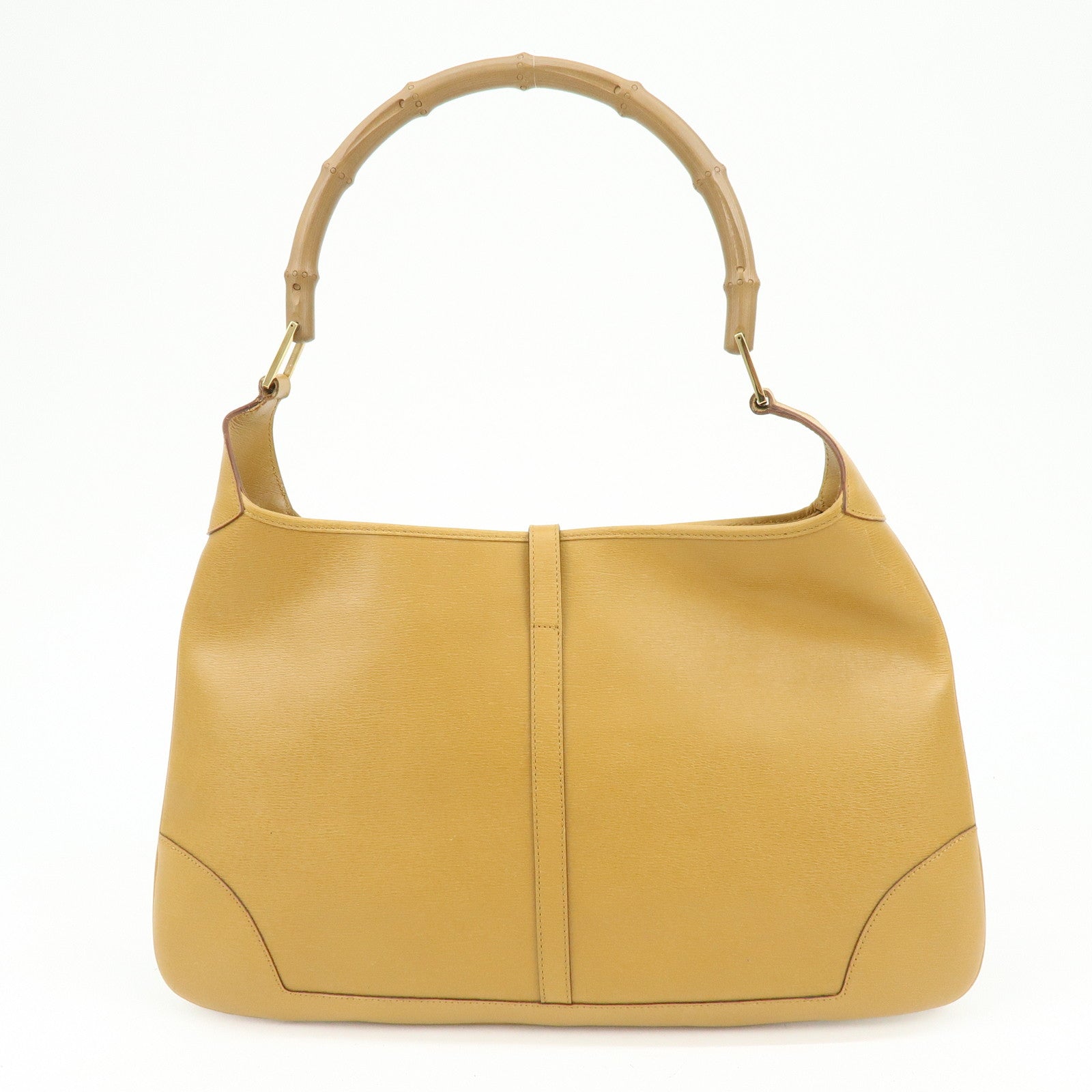 GUCCI Bamboo Jackie Leather Shoulder Bag Hand Bag Yellow 001 4061