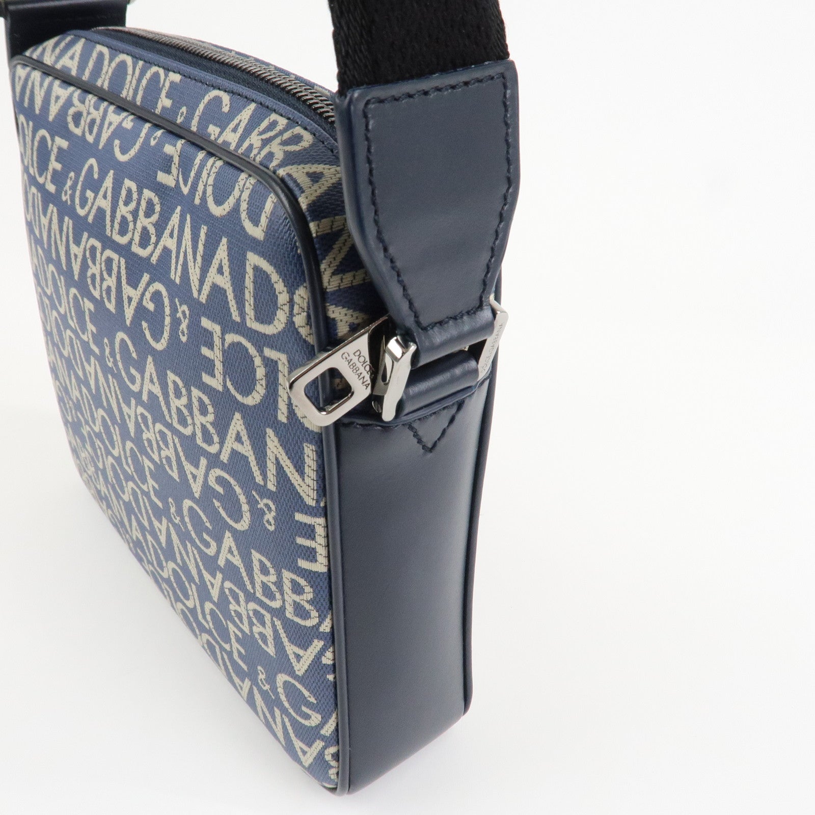 Dolce&Gabbana Canvas PVC Leather Shoulder Bag Navy