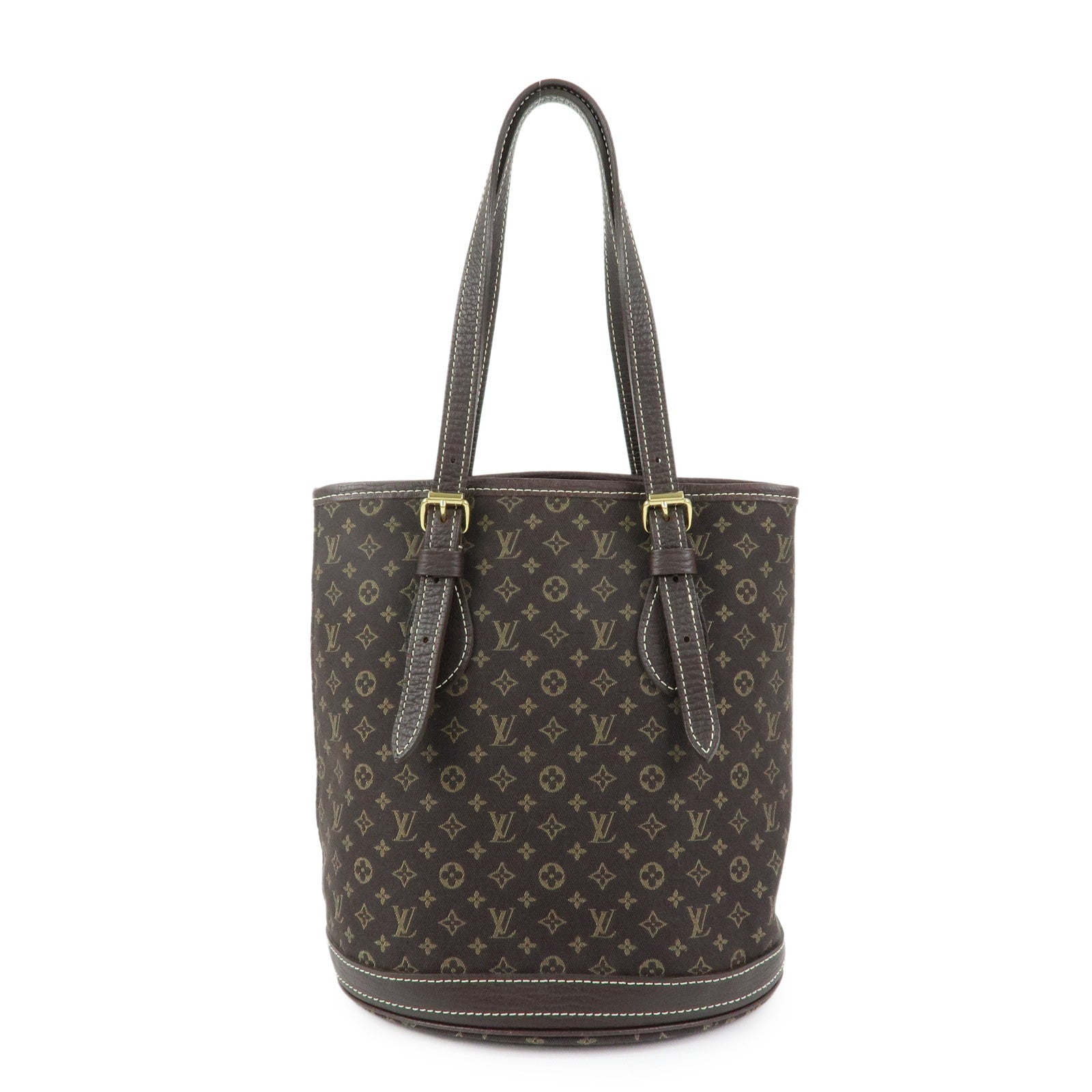 Louis Vuitton Monogram Mini Lin Bucket PM Tote Bag Ebene M95226