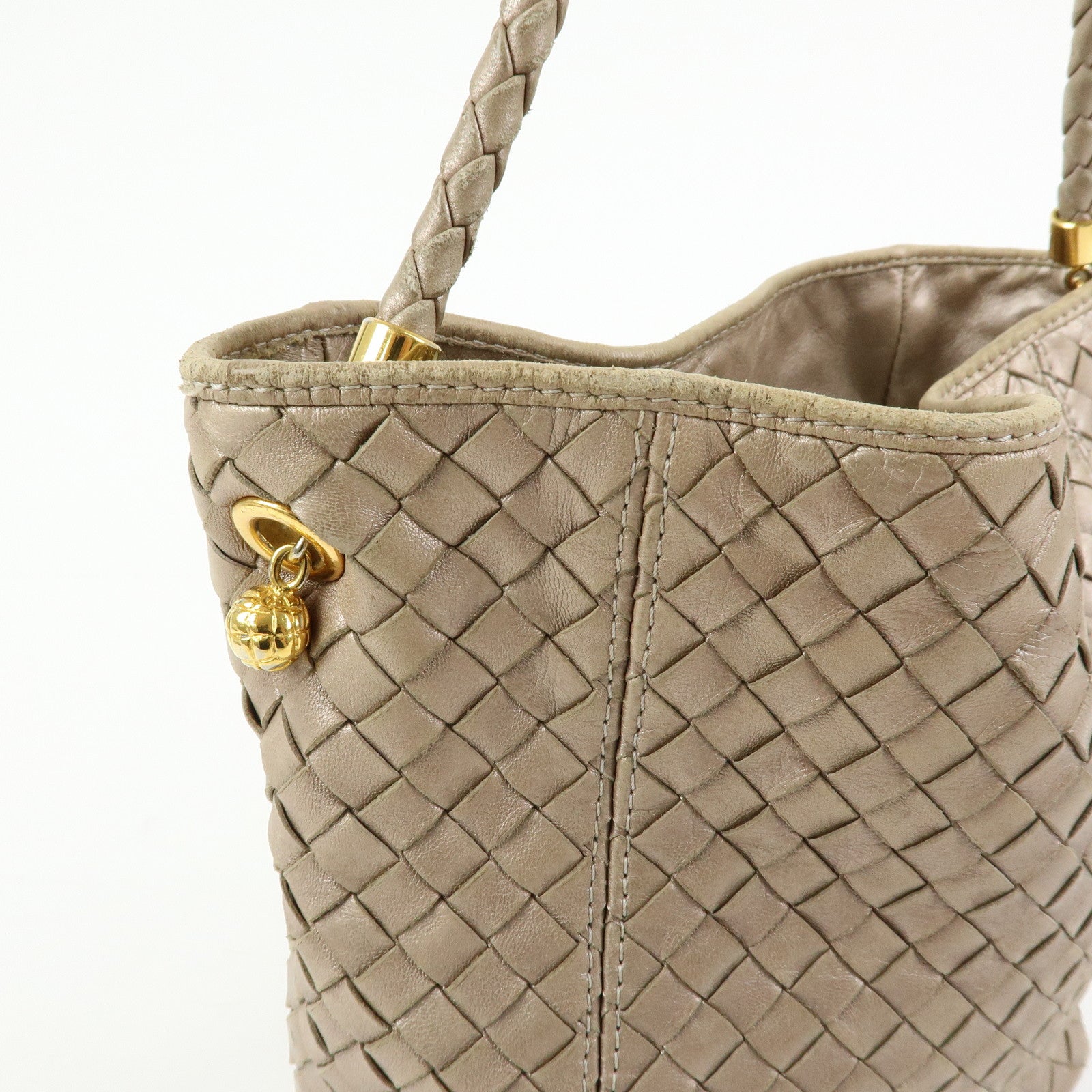 BOTTEGA VENETA Intrecciato Leather Shoulder Bag Beige