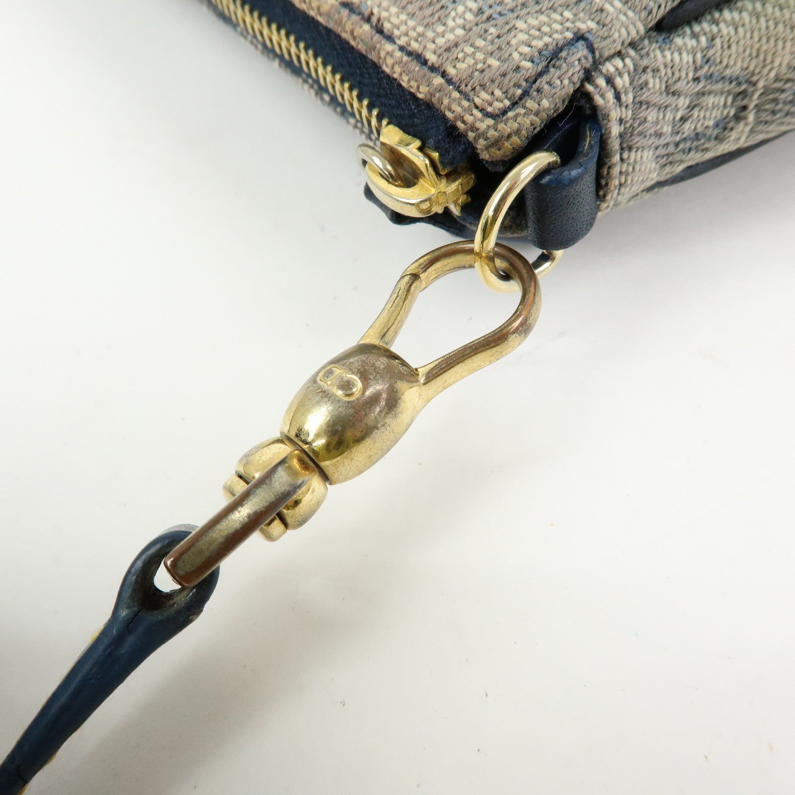 Christian Dior Saddle Trotter Jacquard Leather Shoulder Bag Navy