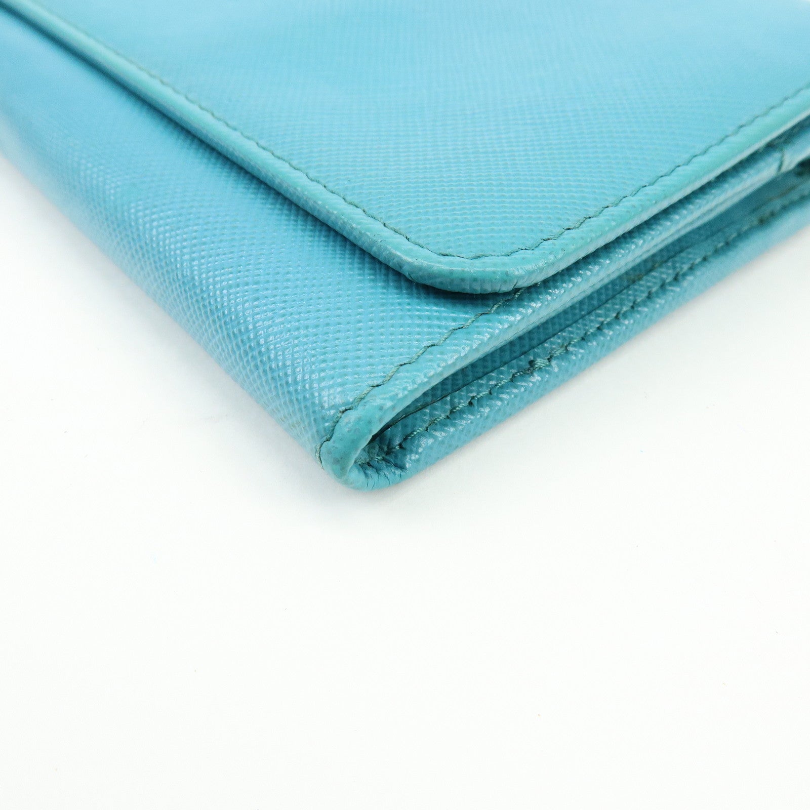 PRADA Saffiano Leather Chain Wallet Shoulder Bag Blue 1M1290