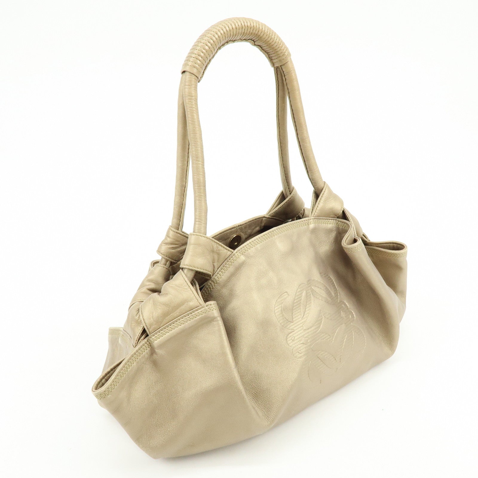 LOEWE Anagram Nappa Aire Leather Hand Bag Shoulder Bag Gold