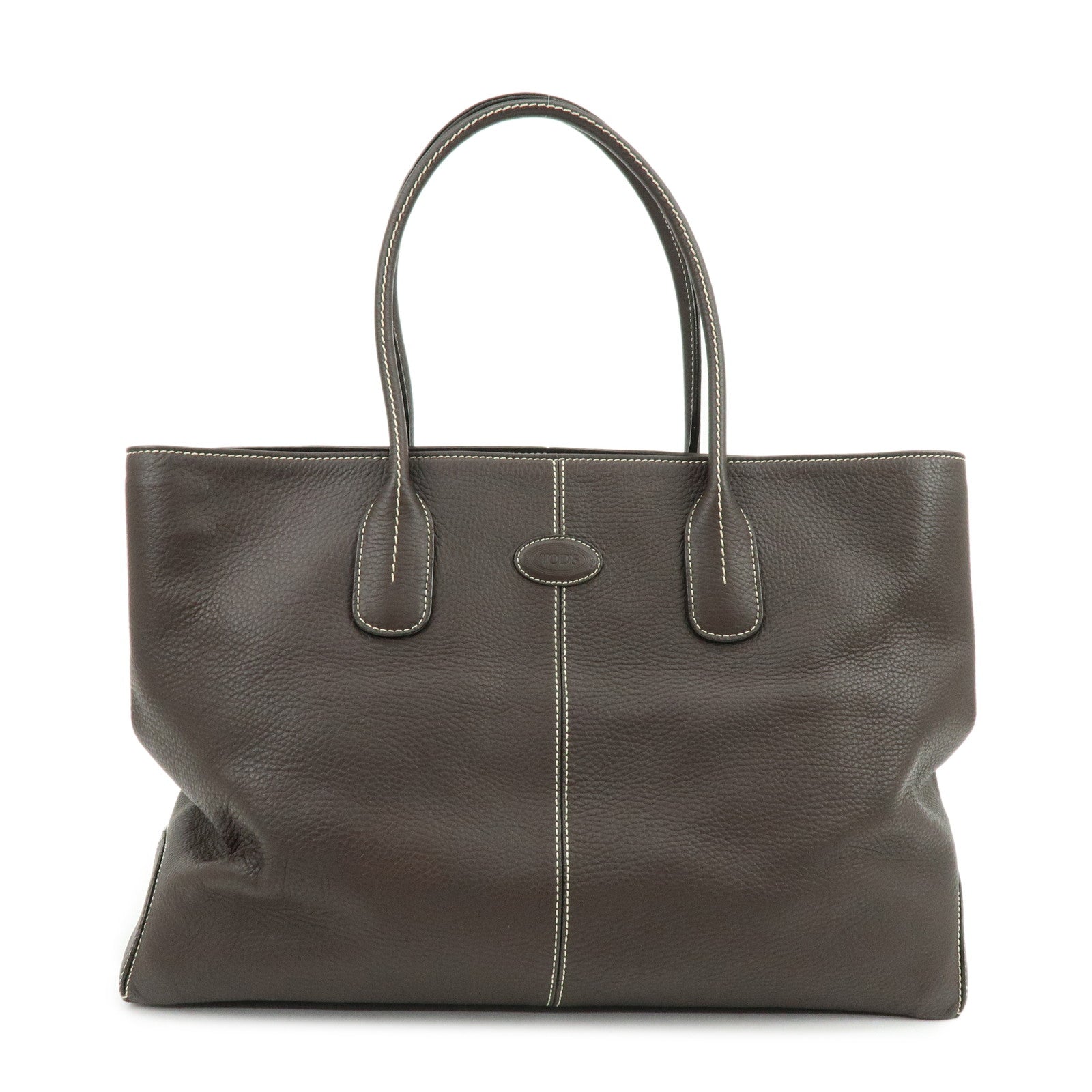 TOD'S Logo Leather Tote Bag Shoulder Bag Brown