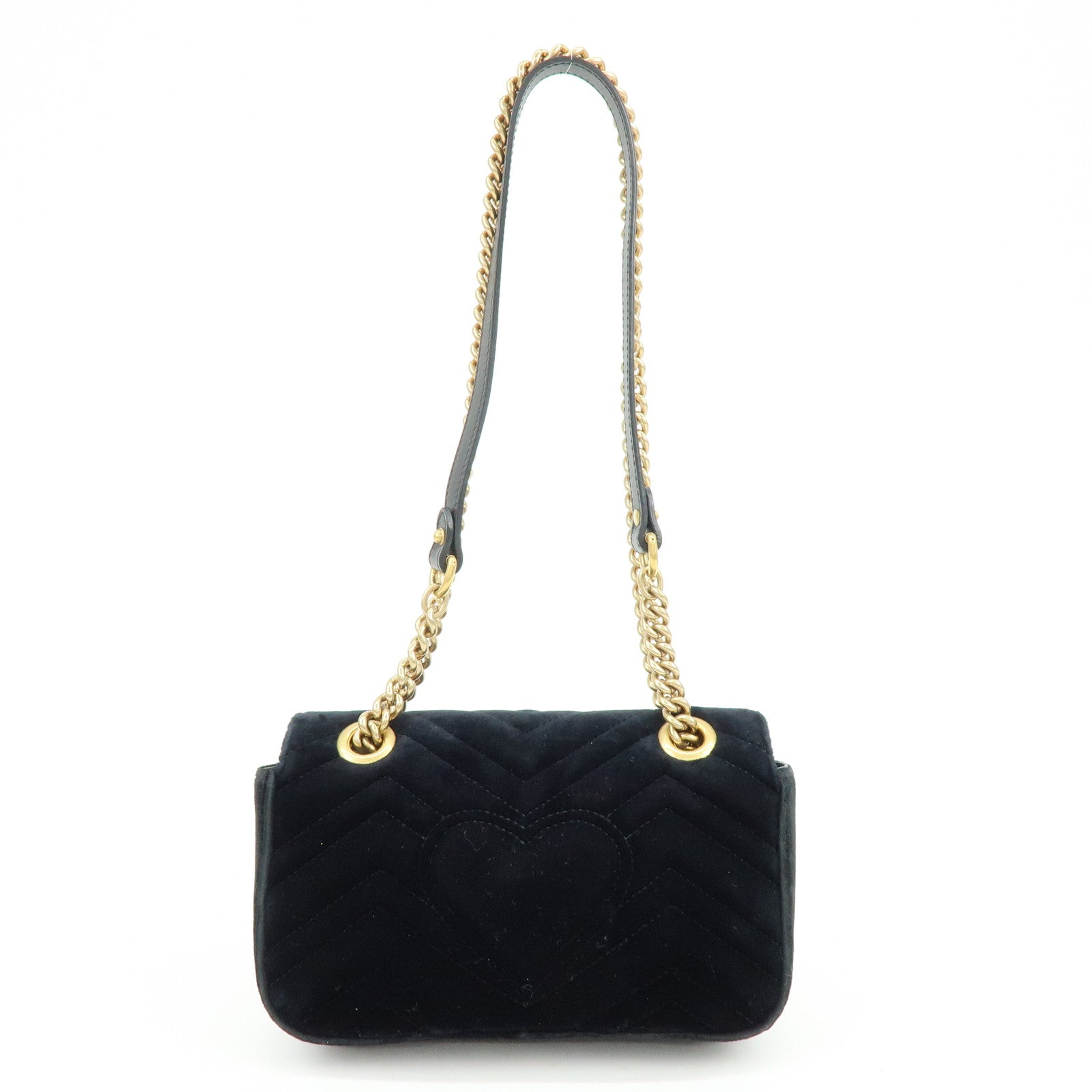 GUCCI GG Marmont Small Velvet Chain Shoulder Bag Black 446744