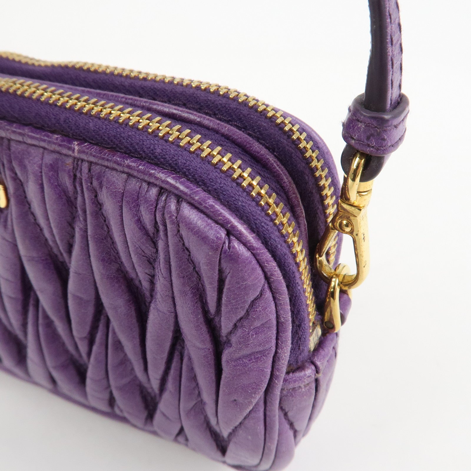 MIU MIU Logo Matelasse Mini Hand Bag Shoulder Bag Purple 5ARH02