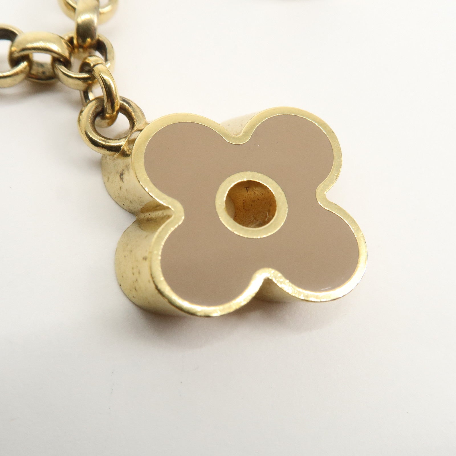Louis Vuitton Fleur de Monogram Bag Charm Key Chain Gold M65111
