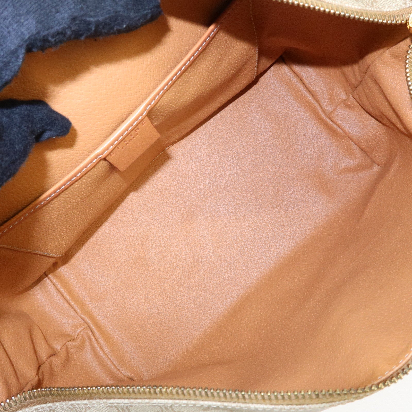 CELINE Macadam PVC Leather Hand Bag Cosmetic Pouch Beige