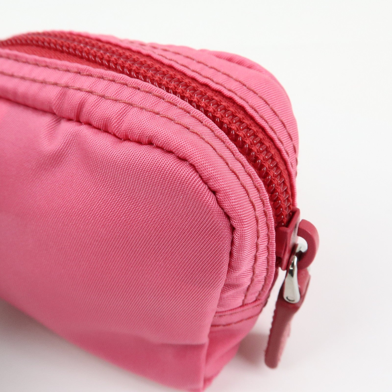 PRADA Triangle Logo Nylon Cosmetic Pouch Pink 1N0399