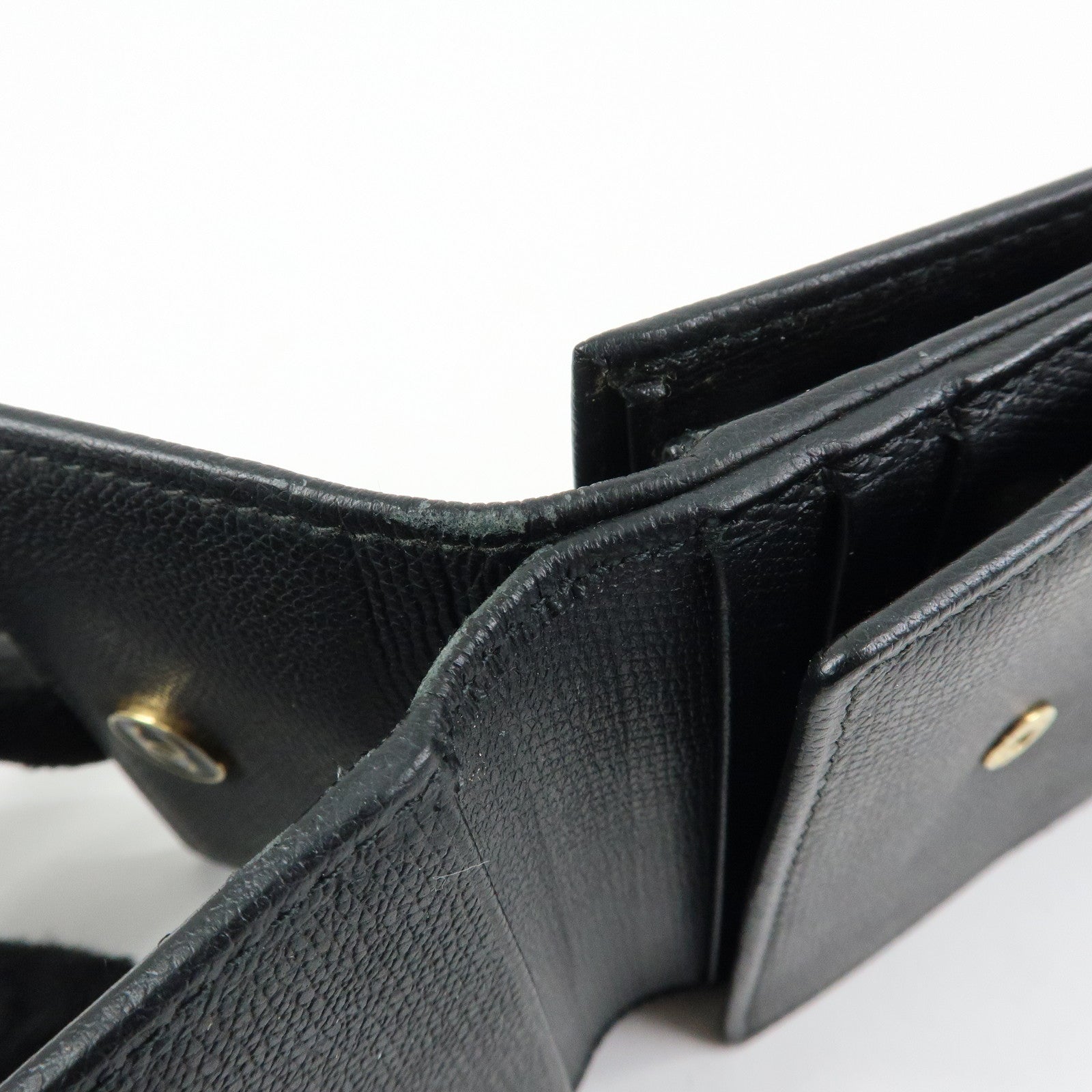 CHANEL COCO Button Calf Leather Compact Wallet Black