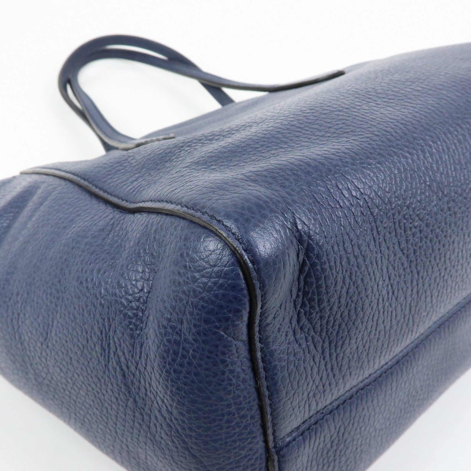 GUCCI Swing Calf Leather Shoulder Bag Tote Bag Blue 354408