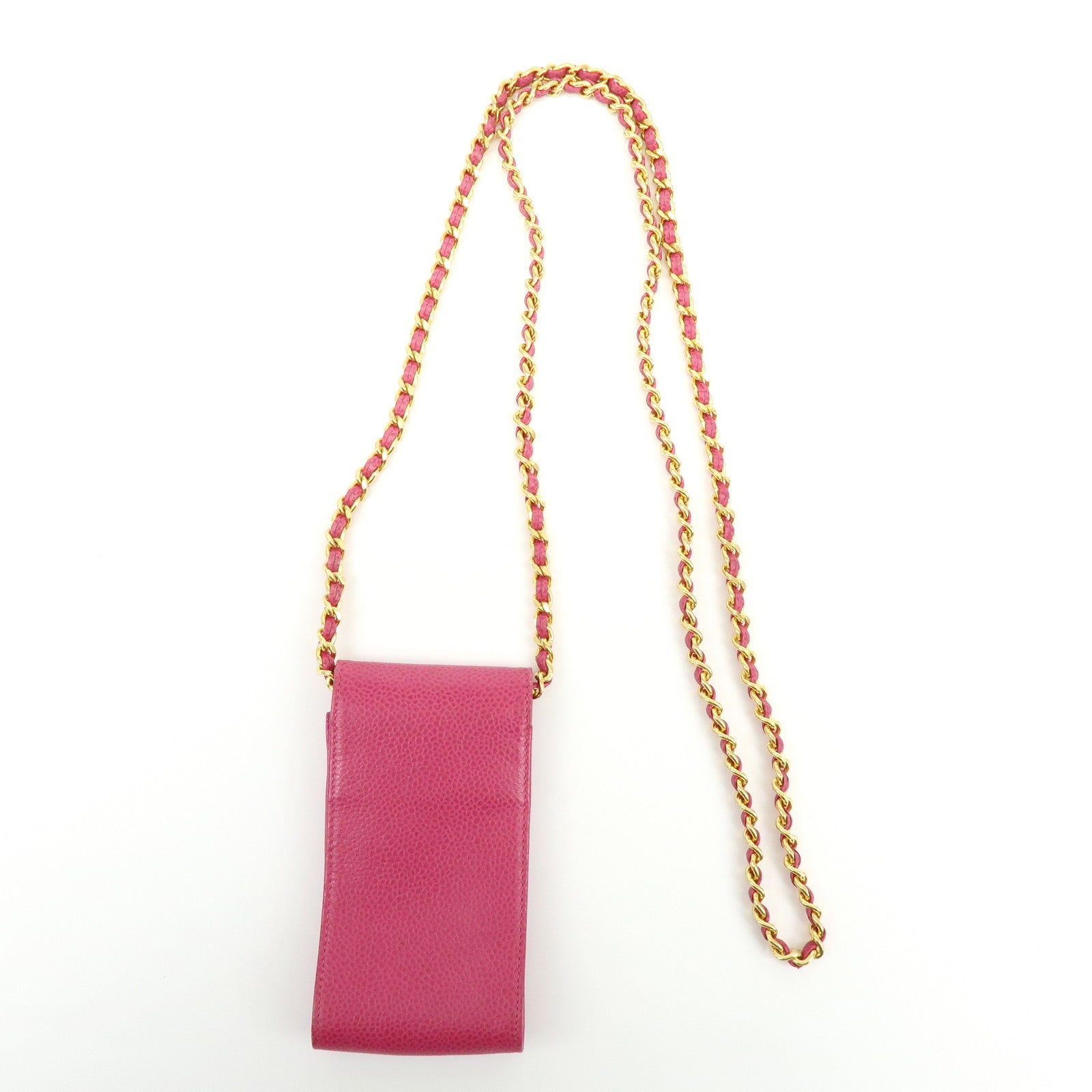 CHANEL COCO Mark Caviarskin Chain Shoulder Bag Phone Pouch Pink