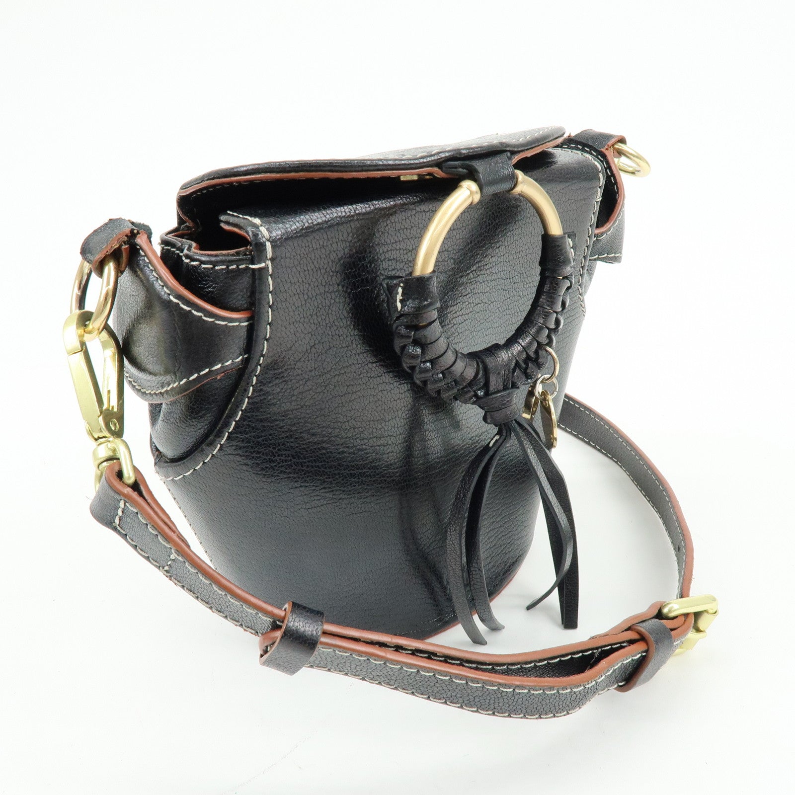 Chloe See by Chloe Leather Shoulder Crossbody Bag Black