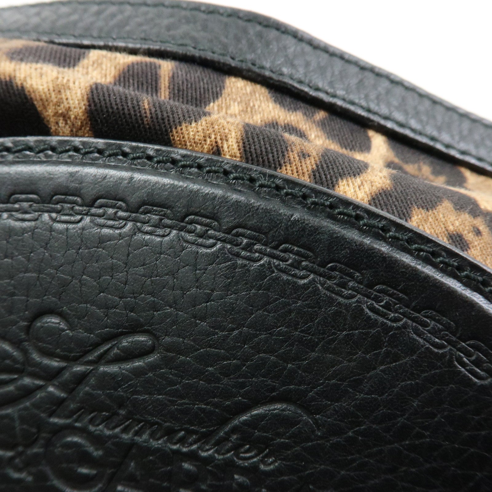 DOLCE & GABBANA Canvas Leather Shoulder Bag Leopard Brown Black